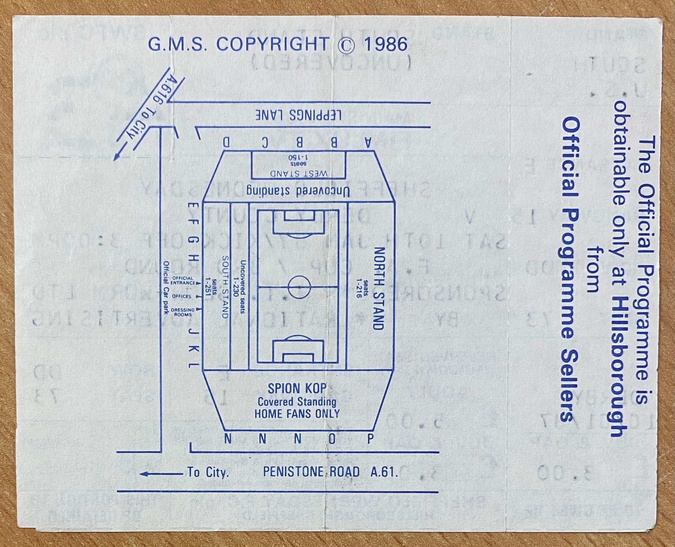 1986/87 ORIGINAL FA CUP 3RD ROUND UNUSED TICKET SHEFFIELD WEDNESDAY V DERBY COUNTY
