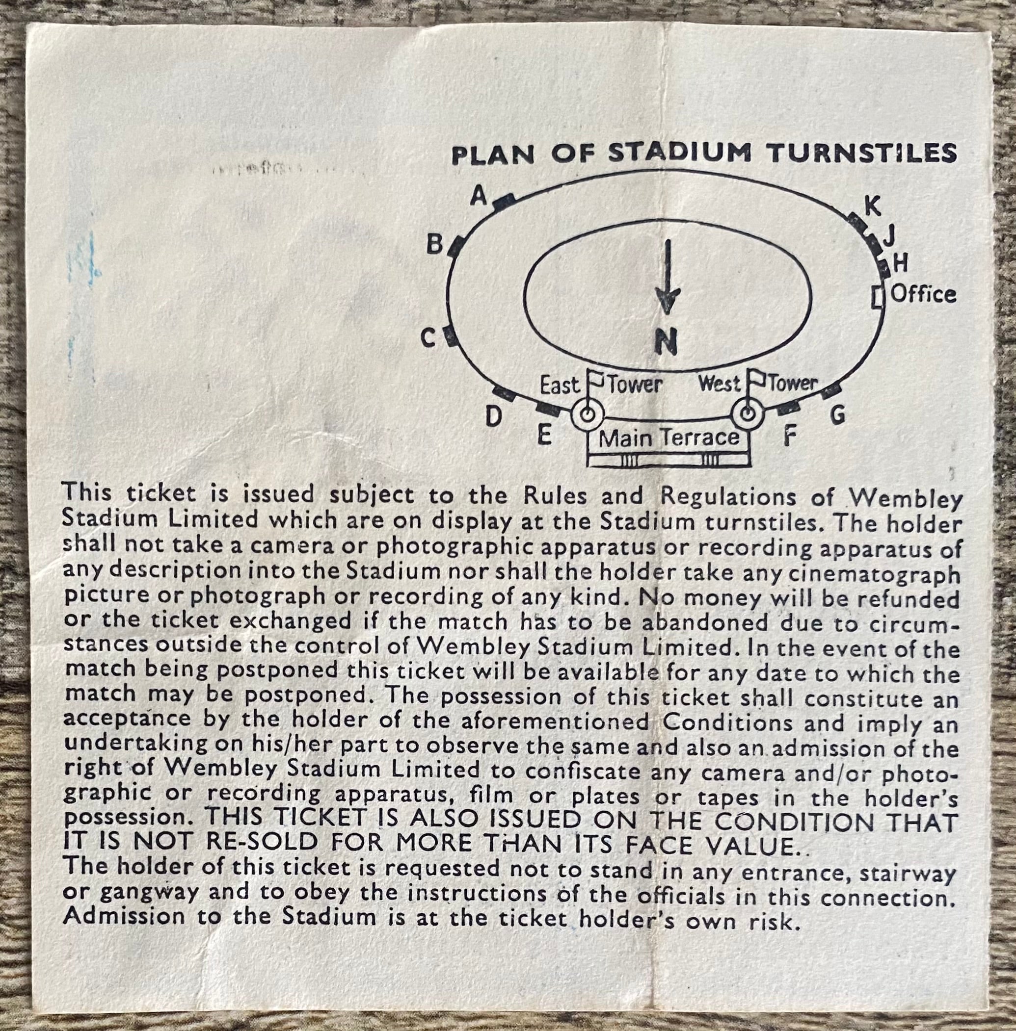 1982 ORIGINAL CHARITY SHIELD TICKET LIVERPOOL V TOTTENHAM HOTSPUR
