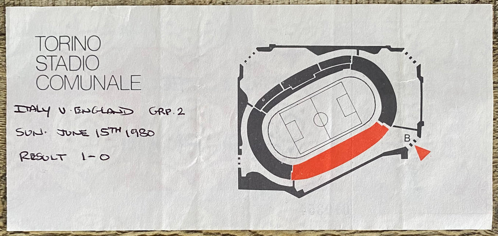 1980 ORIGINAL EUROPEAN CHAMPIONSHIPS 1ST ROUND TICKET ITALY V ENGLAND @ TURIN