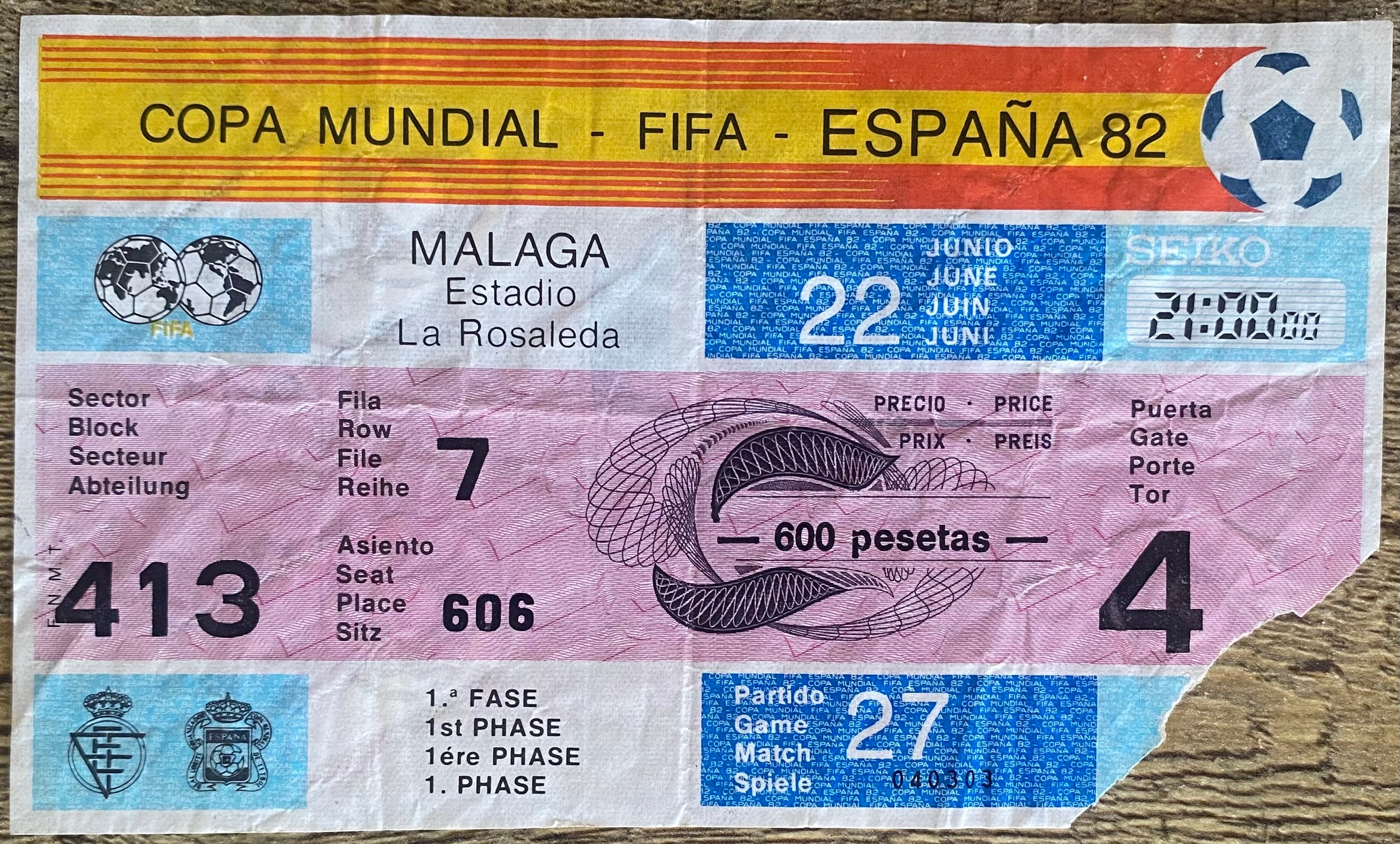 1982 ORIGINAL WORLD CUP 1ST ROUND TICKET SCOTLAND V SOVIET UNION @ MALAGA