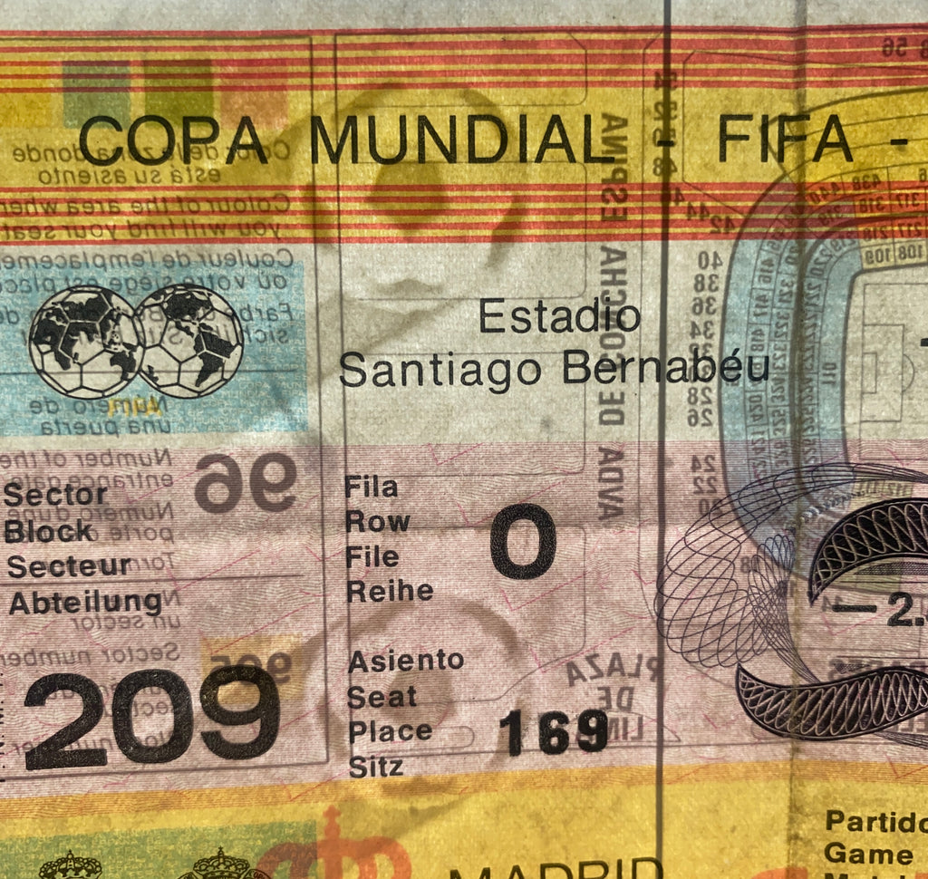 1982 ORIGINAL WORLD CUP FINAL TICKET ITALY V WEST GERMANY @ MADRID