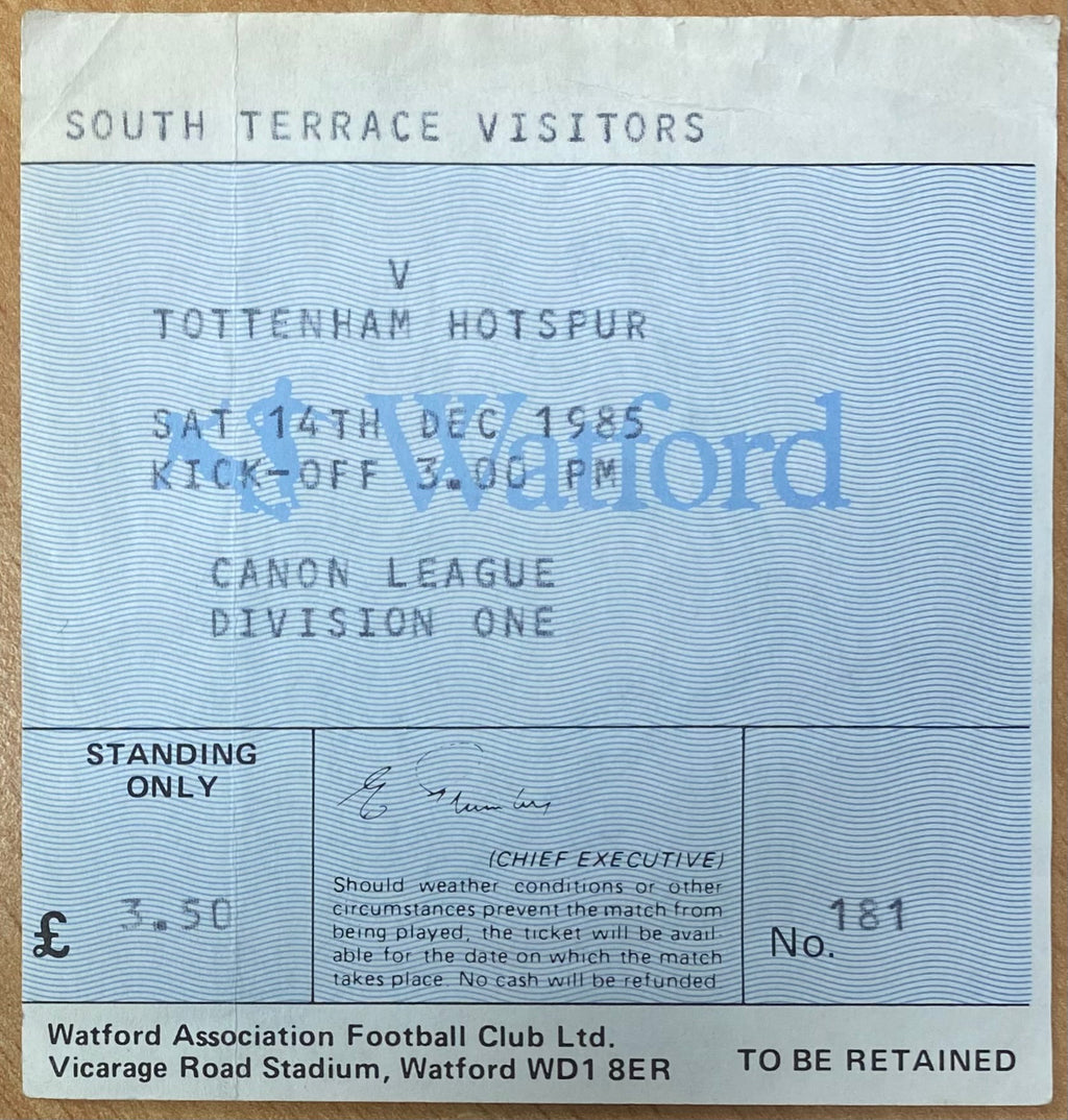 1985/86 ORIGINAL DIVISION ONE TICKET WATFORD V TOTTENHAM HOTSPUR