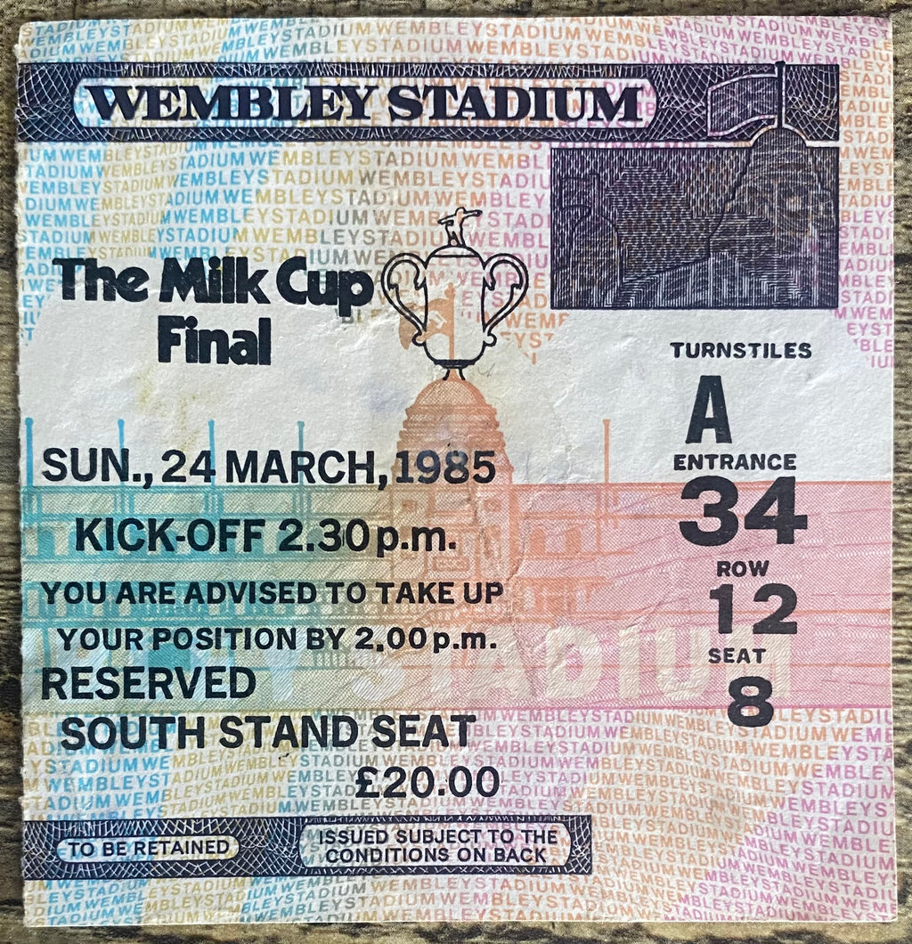 1985 ORIGINAL MILK CUP FINAL TICKET NORWICH V SUNDERLAND