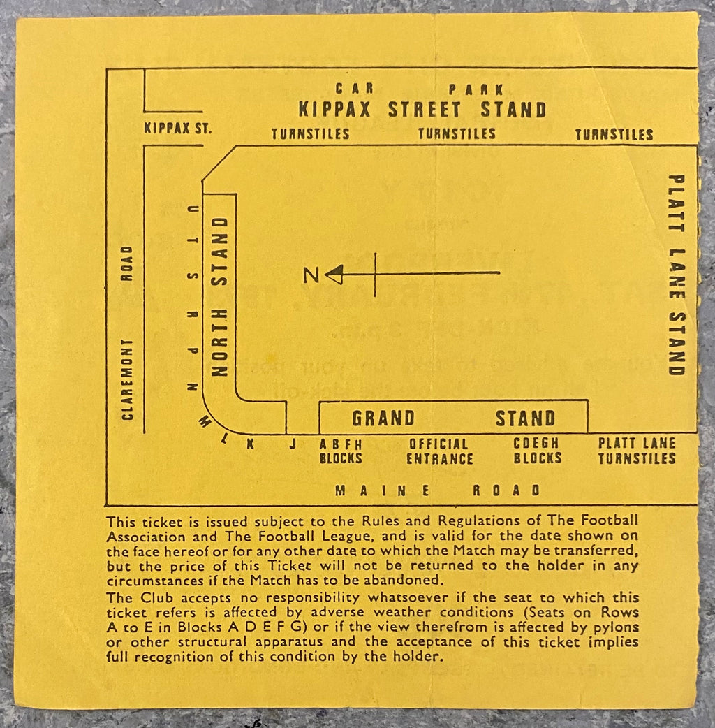 1972/73 ORIGINAL DIVISION 1 TICKET MANCHESTER CITY V LIVERPOOL