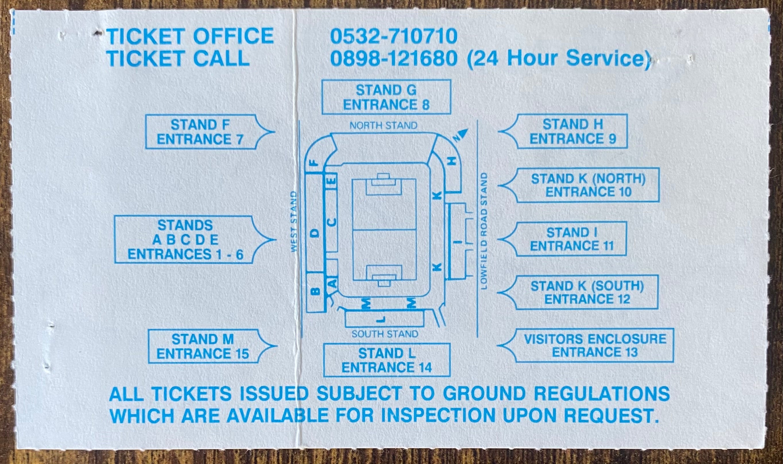 1990/91 ORIGINAL DIVISION ONE TICKET LEEDS UNITED V ARSENAL