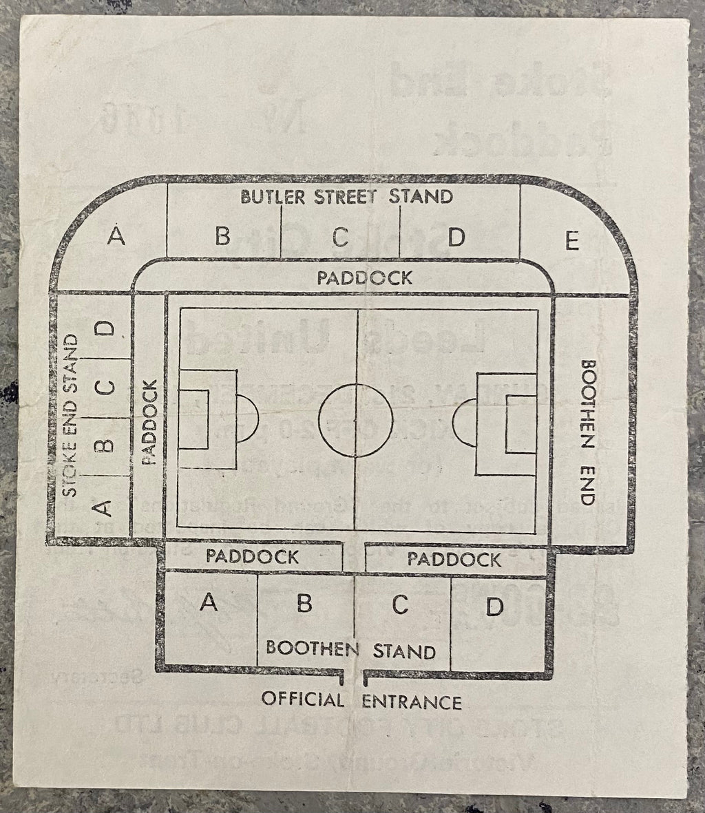 1986/87 ORIGINAL DIVISION 2 TICKET STOKE CITY V LEEDS UNITED