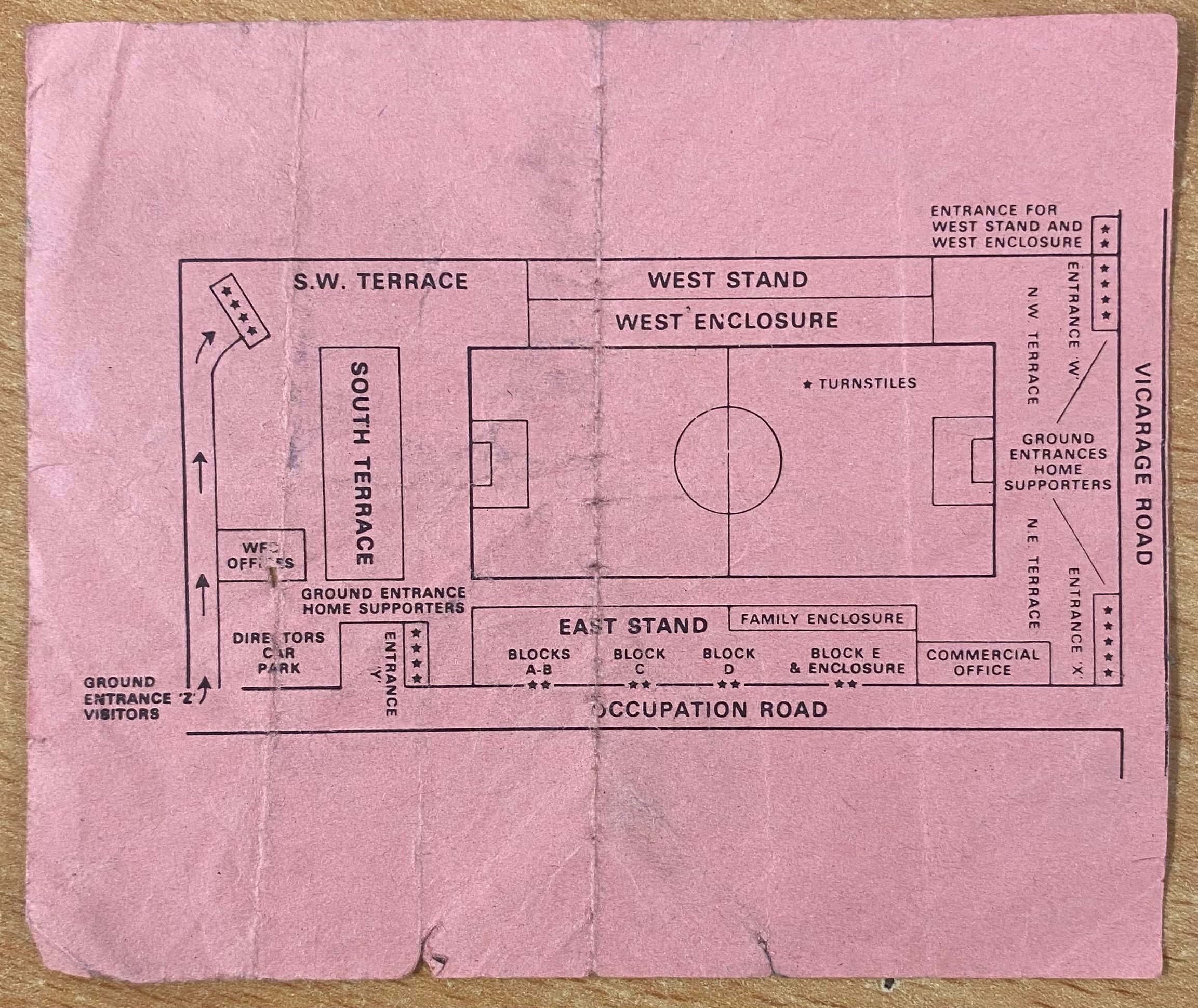 1980/81 ORIGINAL DIVISION TWO TICKET WATFORD V WEST HAM UNITED