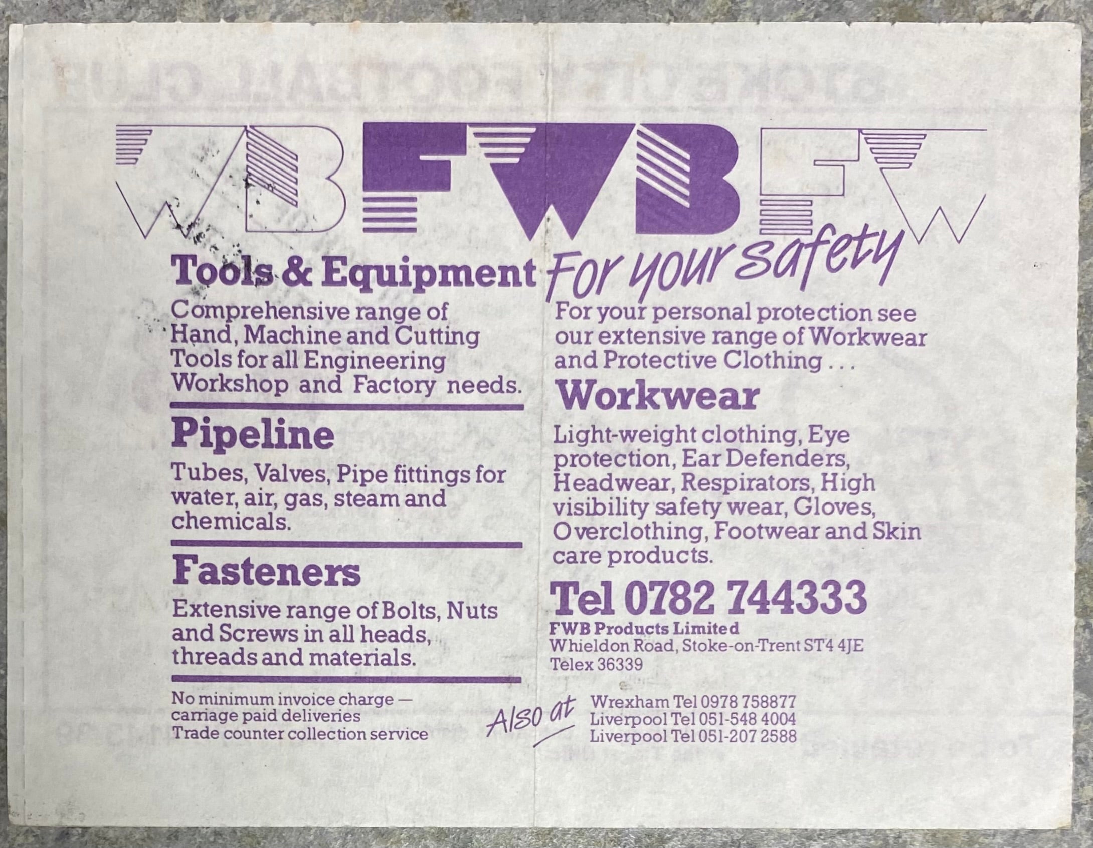 1989/90 ORIGINAL DIVISION TWO TICKET STOKE CITY V LEEDS UNITED