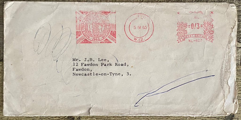 1966 WORLD CUP ORIGINAL OFFICIAL LETTER (WHITE CITY TICKET SALES) APR 1965 & ORIGINAL ENVELOPE