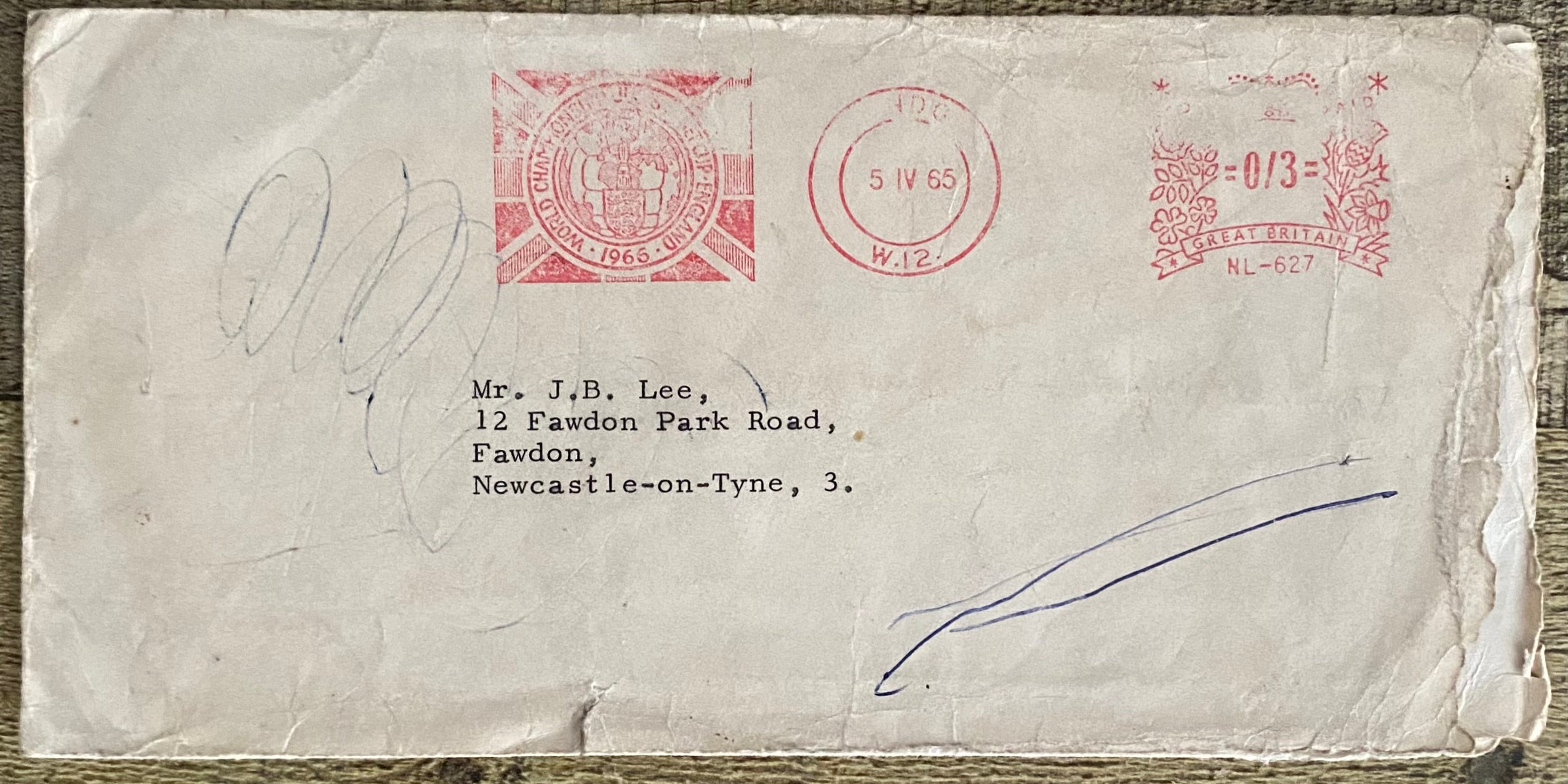 1966 WORLD CUP ORIGINAL OFFICIAL LETTER (WHITE CITY TICKET SALES) APR 1965 & ORIGINAL ENVELOPE