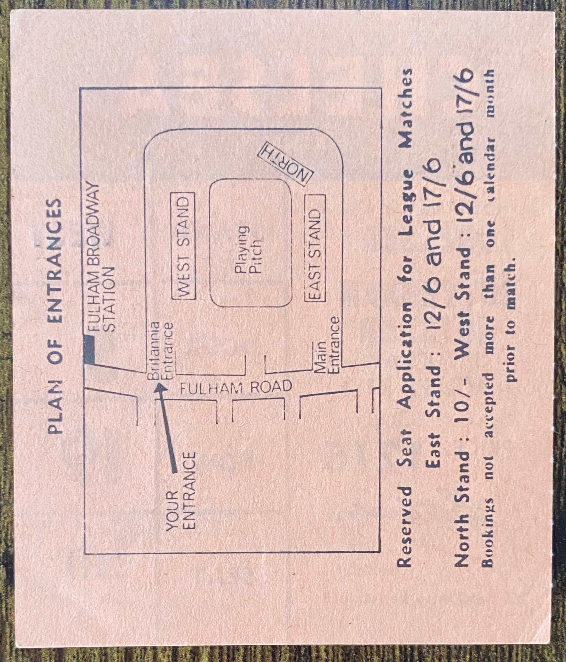 1968/69 ORIGINAL  DIVISION 1 TICKET CHELSEA V TOTTENHAM HOTSPUR