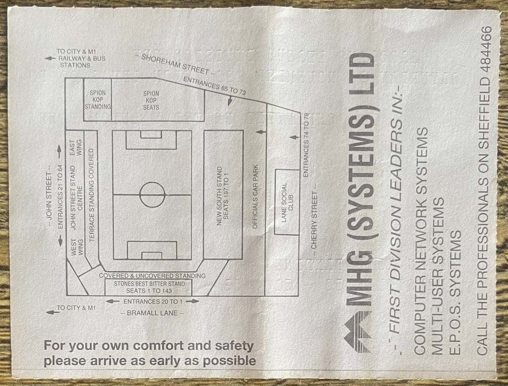 1991/92 ORIGINAL DIVISION 1 TICKET  SHEFFIELD UNITED V LUTON TOWN