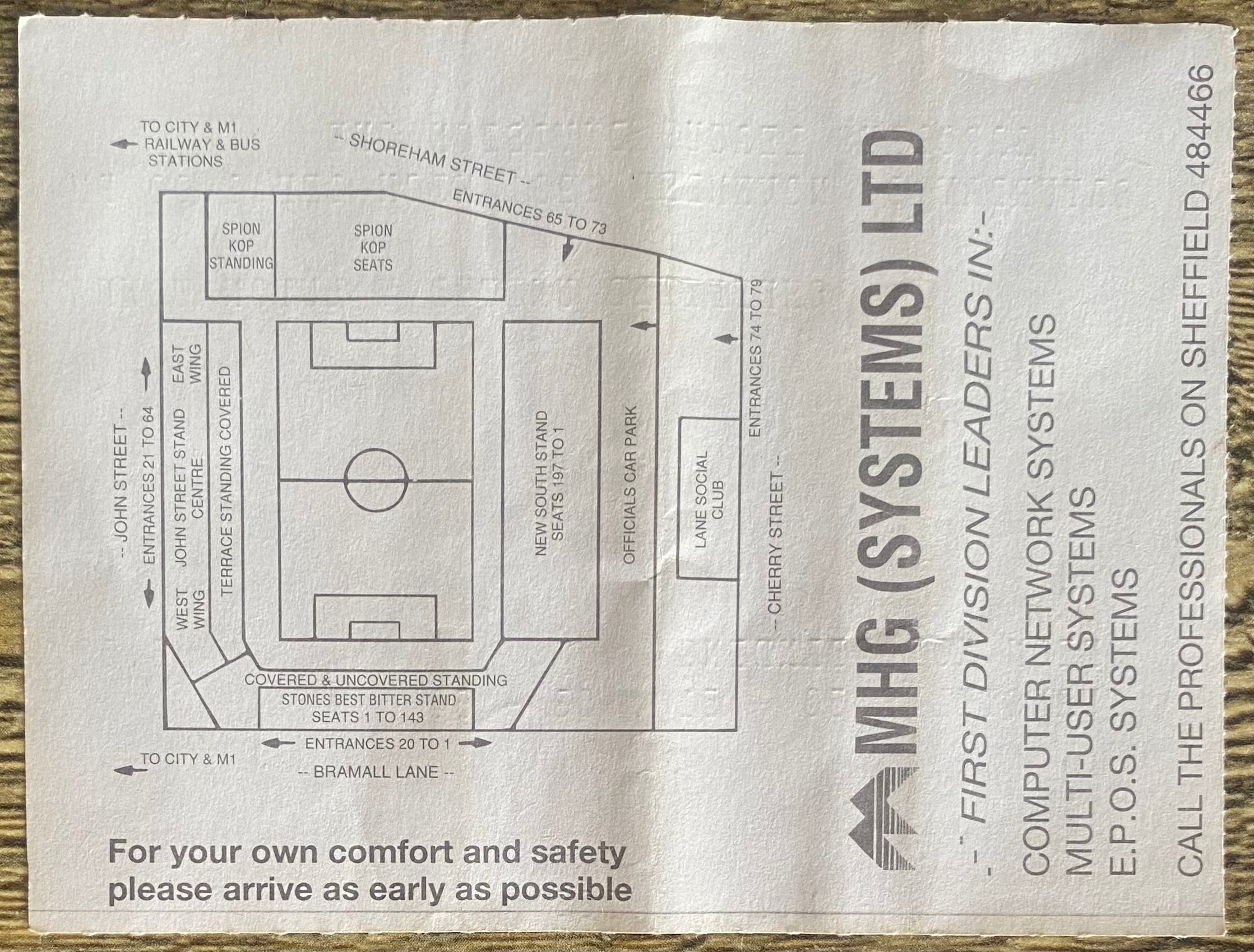 1991/92 ORIGINAL DIVISION 1 TICKET  SHEFFIELD UNITED V LUTON TOWN