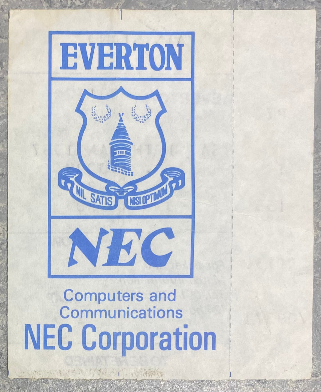 1986/87 ORIGINAL DIVISION ONE TICKET EVERTON V CHARLTON ATHLETIC