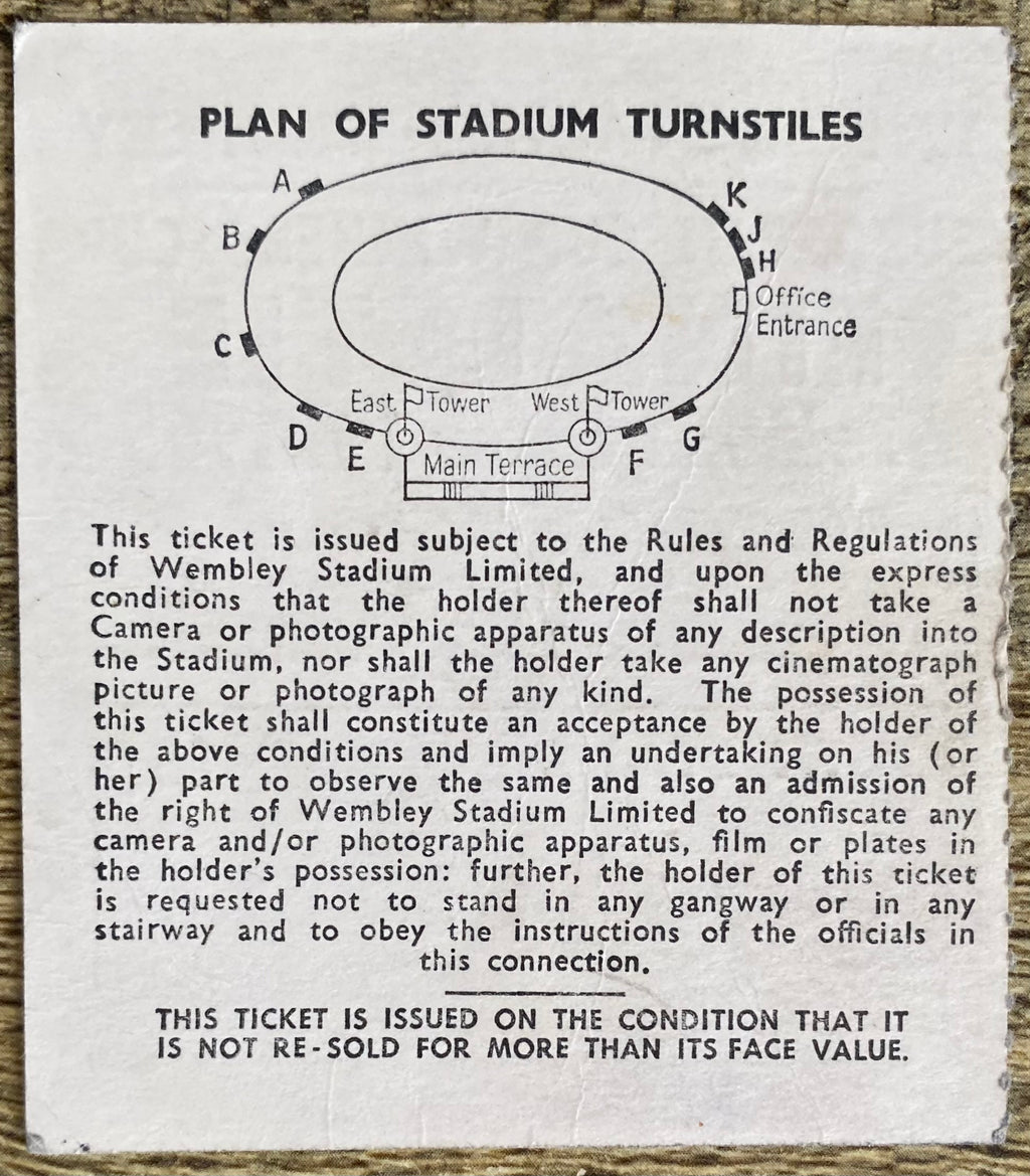 1965 ORIGINAL EUROPEAN CUP WINNERS CUP FINAL TICKET WEST HAM UNITED V TSV MUNICH 1860