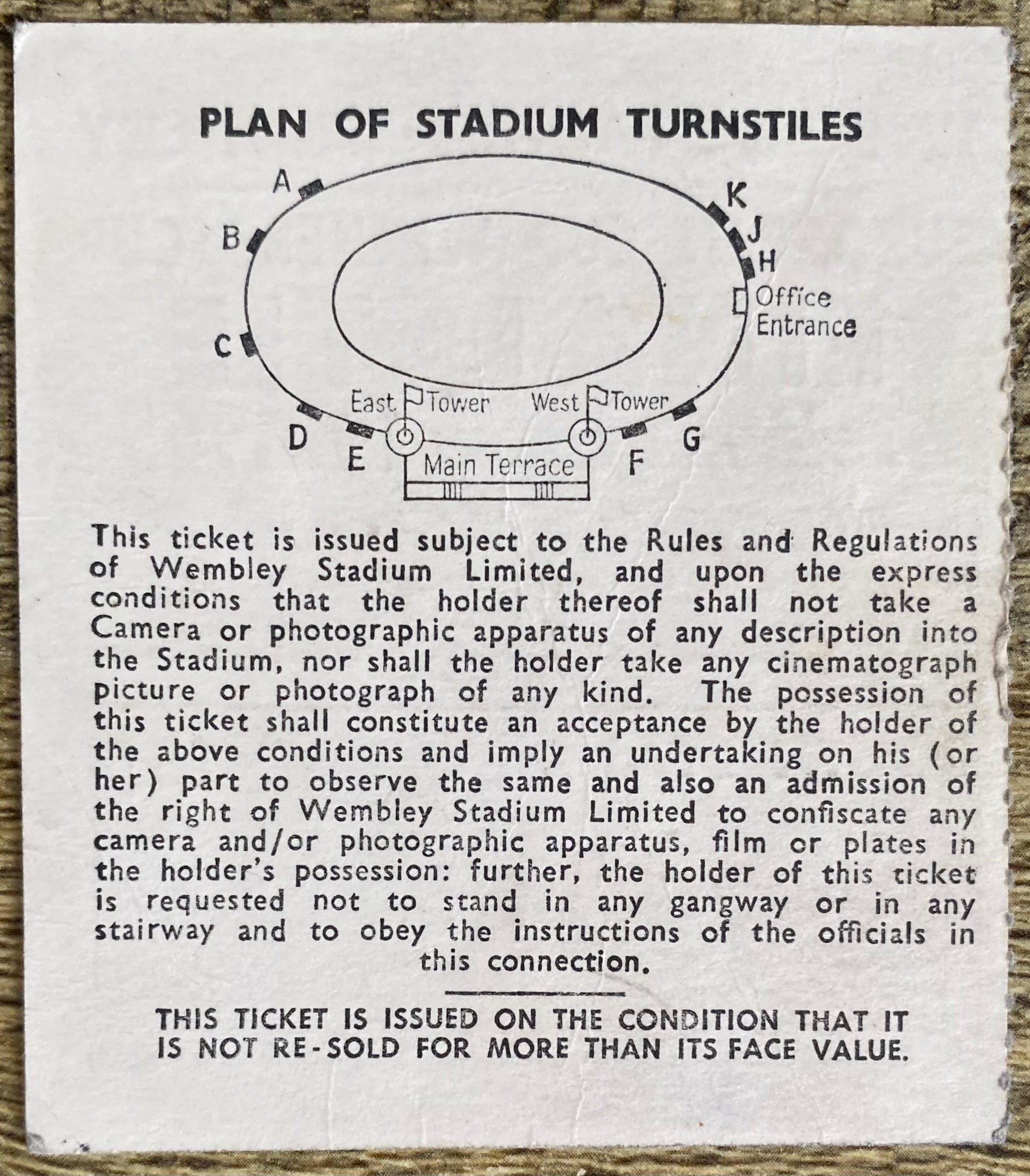 1965 ORIGINAL EUROPEAN CUP WINNERS CUP FINAL TICKET WEST HAM UNITED V TSV MUNICH 1860