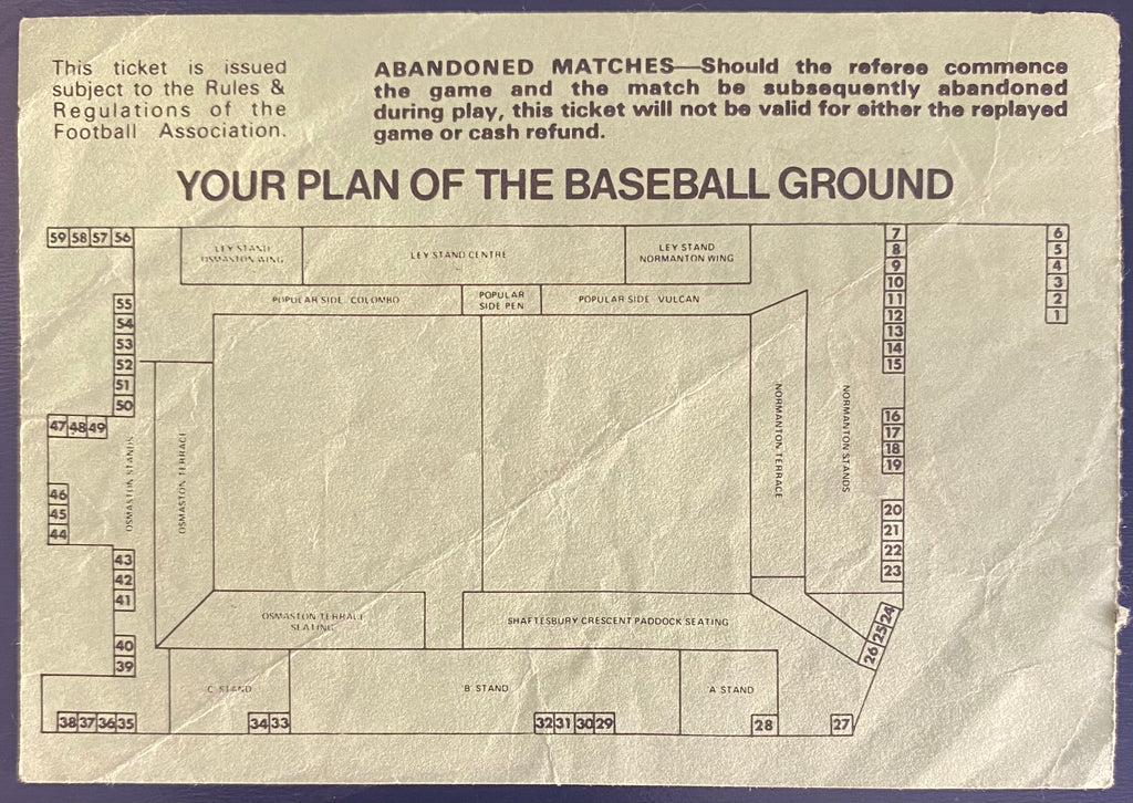 1979/80 ORIGINAL DIVISION 1 TICKET DERBY COUNTY V CRYSTAL PALACE