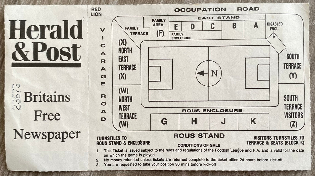 1990/91 ORIGINAL DIVISION 2 UNUSED TICKET WATFORD V CHARLTON ATHLETIC