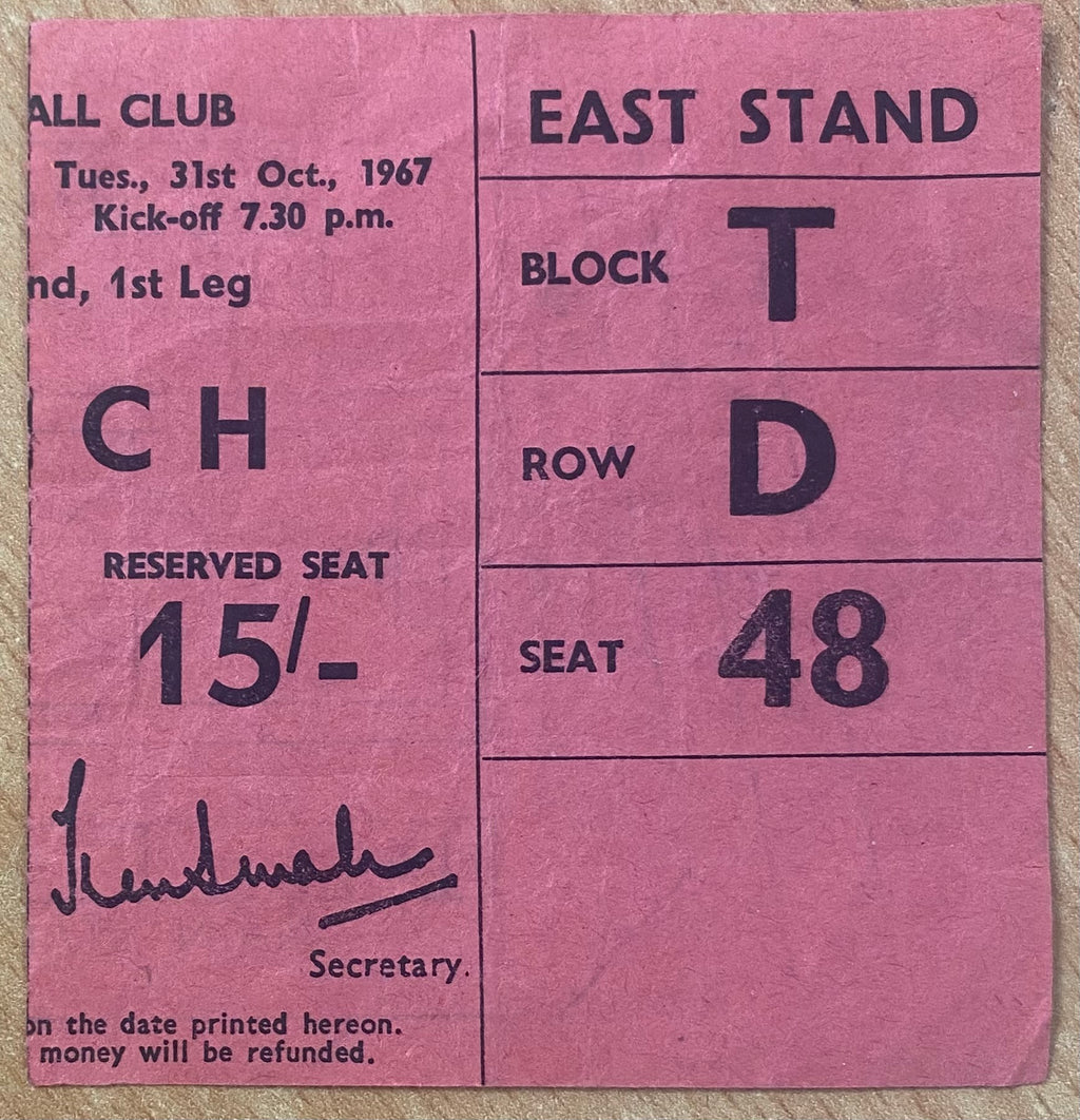 1969/70 ORIGINAL EUROPEAN FAIRS CUP 2ND ROUND 1ST LEG TICKET NOTTINGHAM FOREST V FC ZURICH