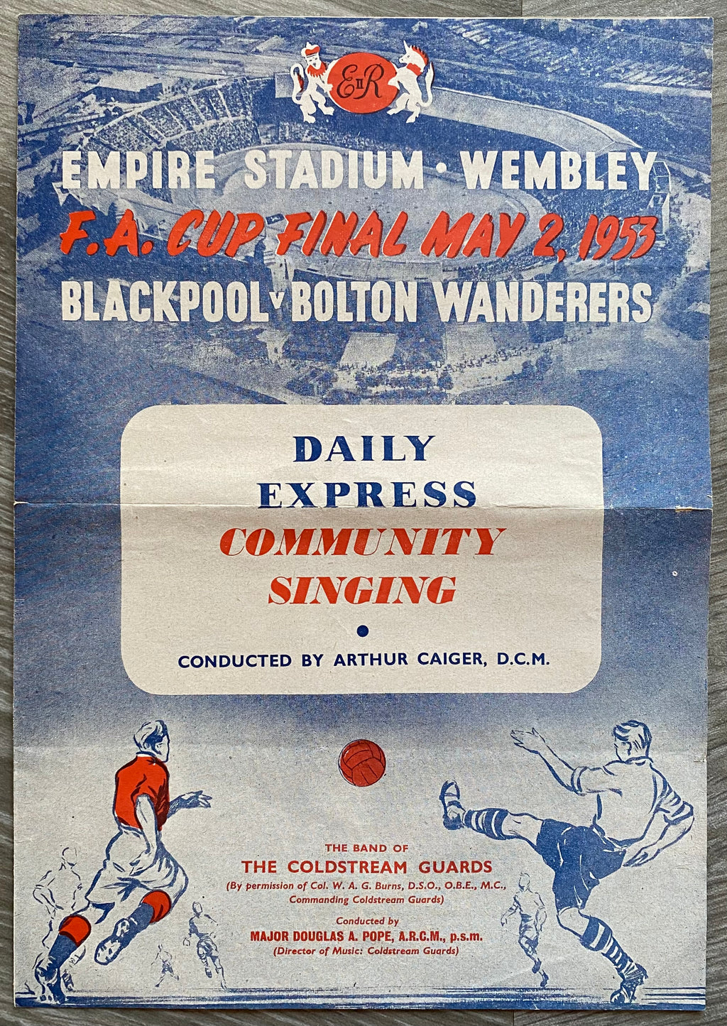 1953 ORIGINAL OFFICIAL FA CUP FINAL COMMUNITY SINGING SONG SHEET BLACKPOOL V BOLTON WANDERERS
