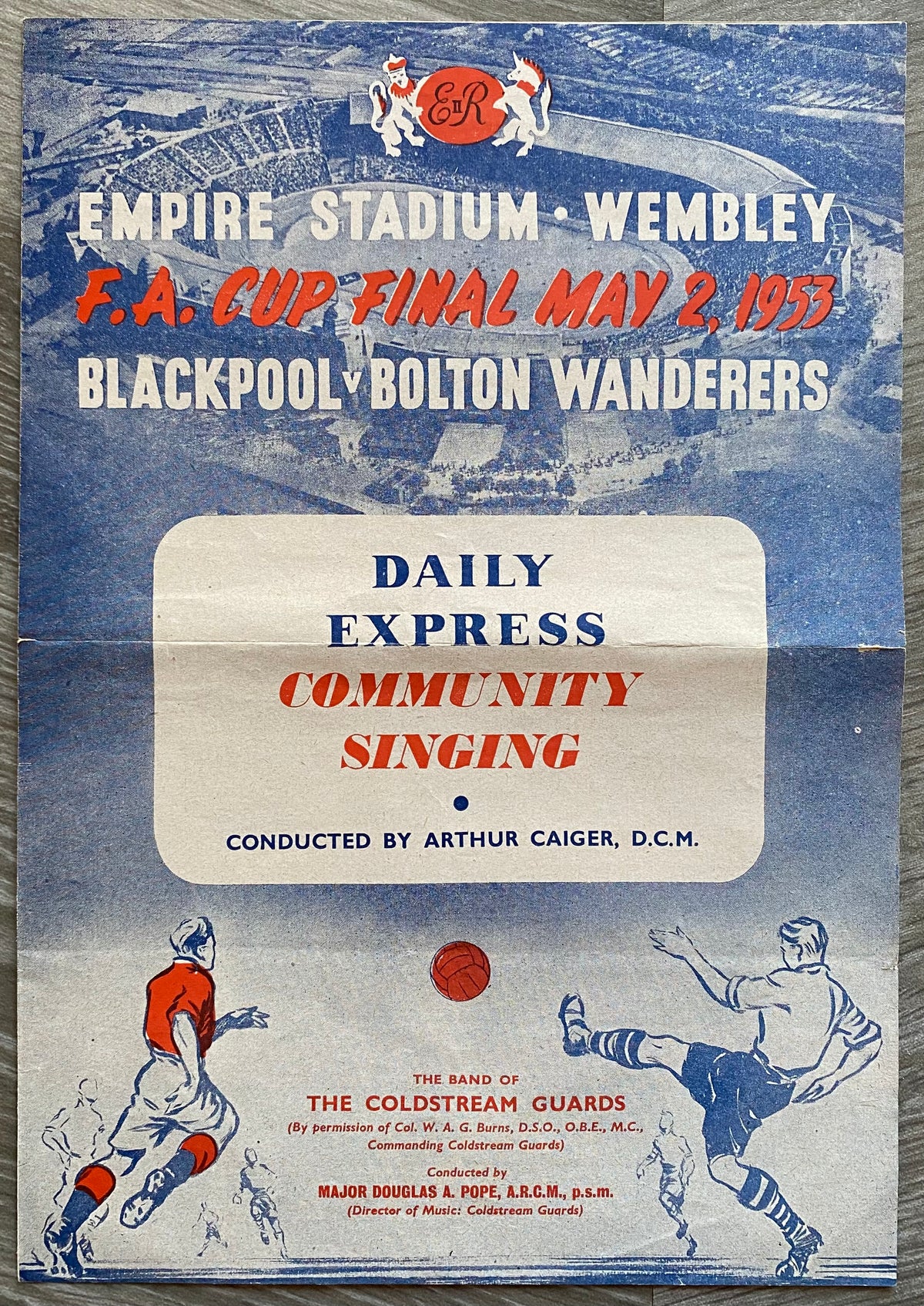 1953 ORIGINAL OFFICIAL FA CUP FINAL COMMUNITY SINGING SONG SHEET BLACKPOOL V BOLTON WANDERERS