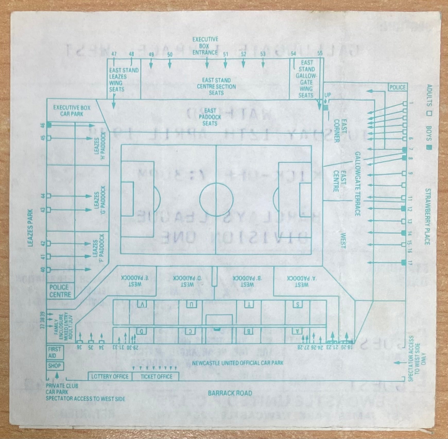 1987/88 ORIGINAL DIVISION 1 TICKET NEWCASTLE UNITED V WATFORD