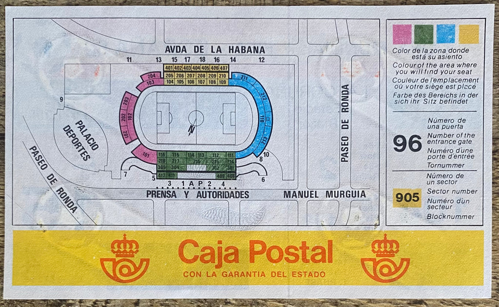 1982 ORIGINAL WORLD CUP 1ST ROUND UNUSED TICKET PERU V CAMEROON @ LA CORUNA
