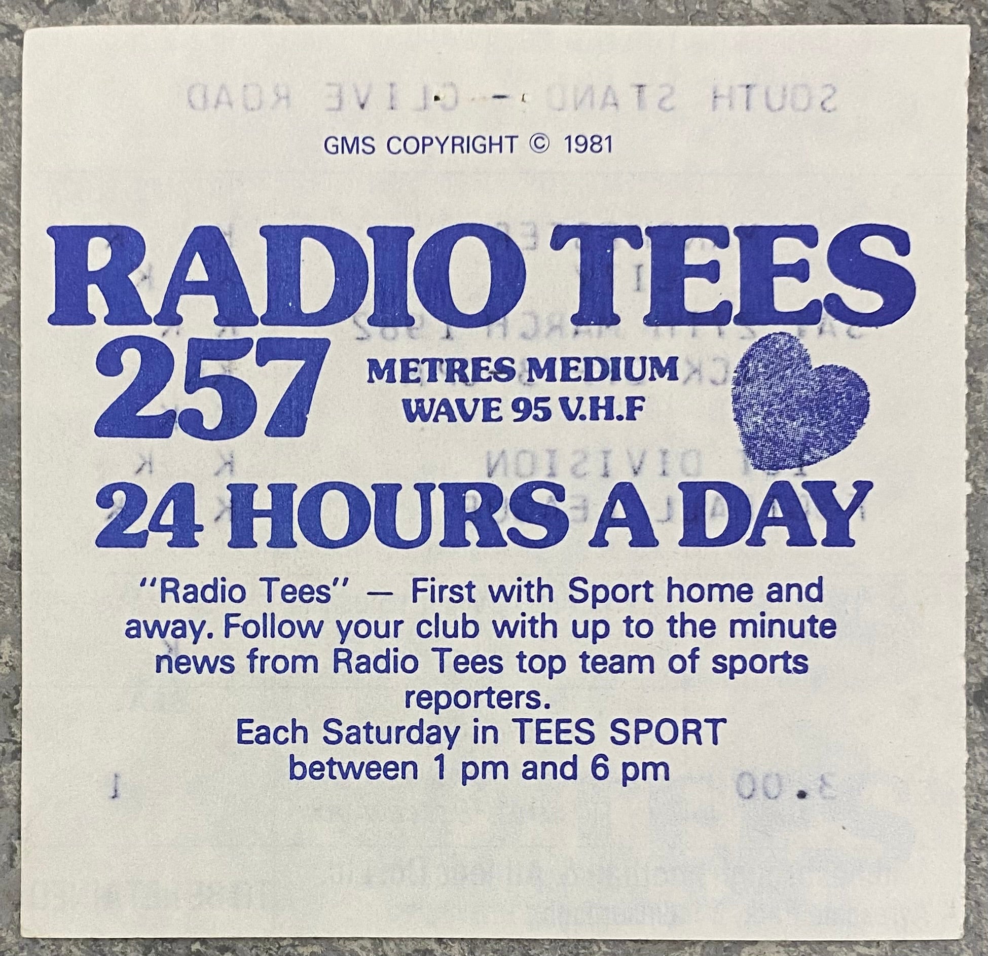 1981/82 ORIGINAL DIVISION 2 TICKET MIDDLESBROUGH V MANCHESTER CITY