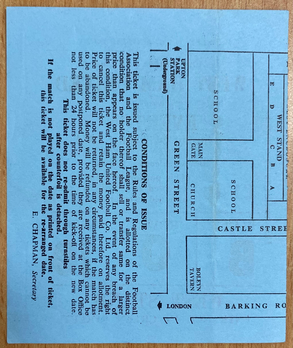 1974/75 ORIGINAL DIVISION ONE TICKET WEST HAM UNITED V EVERTON