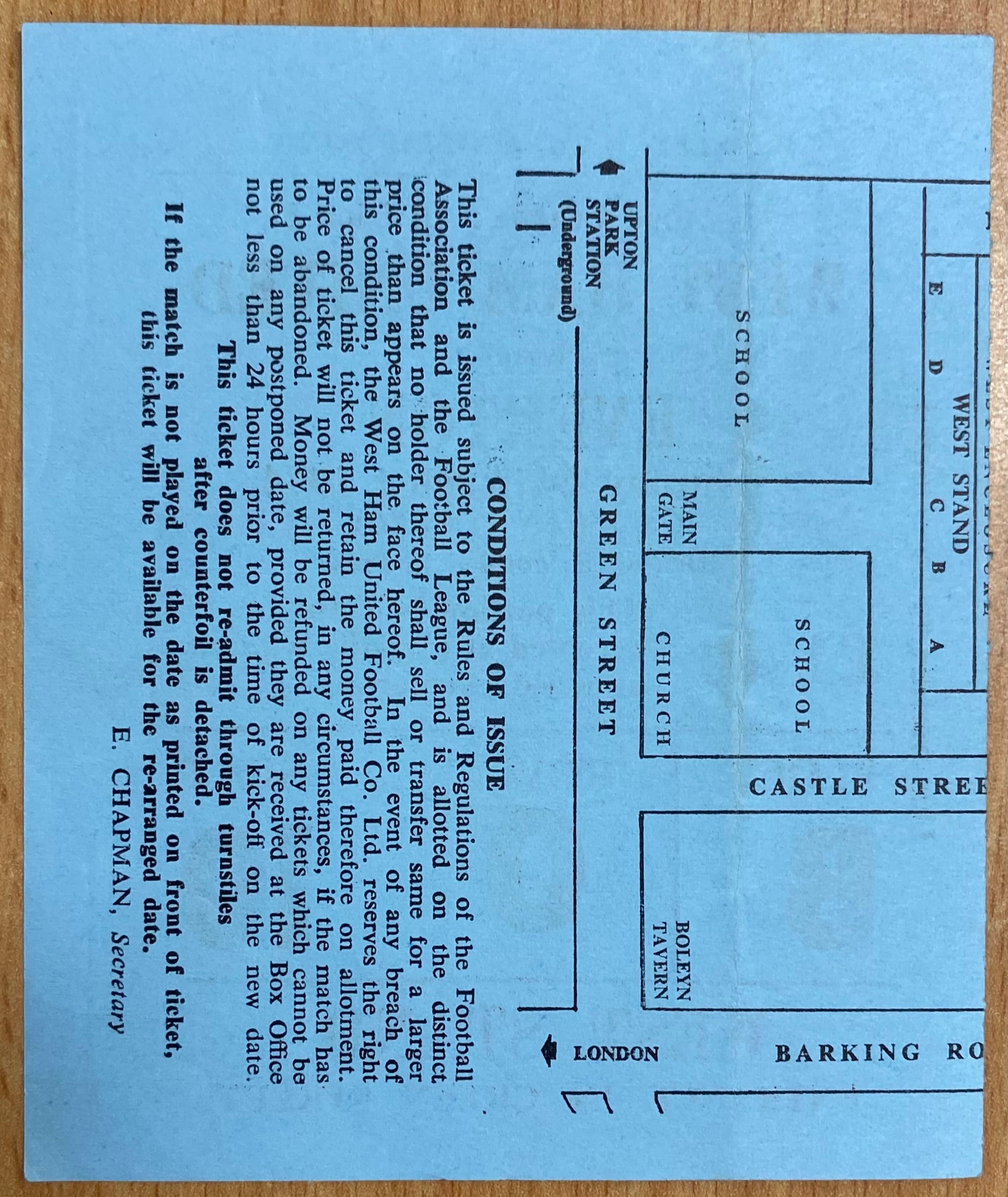 1974/75 ORIGINAL DIVISION ONE TICKET WEST HAM UNITED V EVERTON