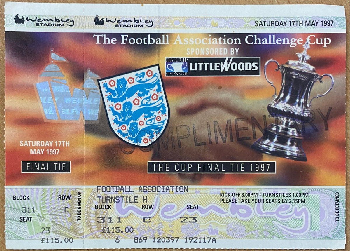 1997 ORIGINAL UNUSED FA CUP FINAL TICKET MIDDLESBROUGH V CHELSEA