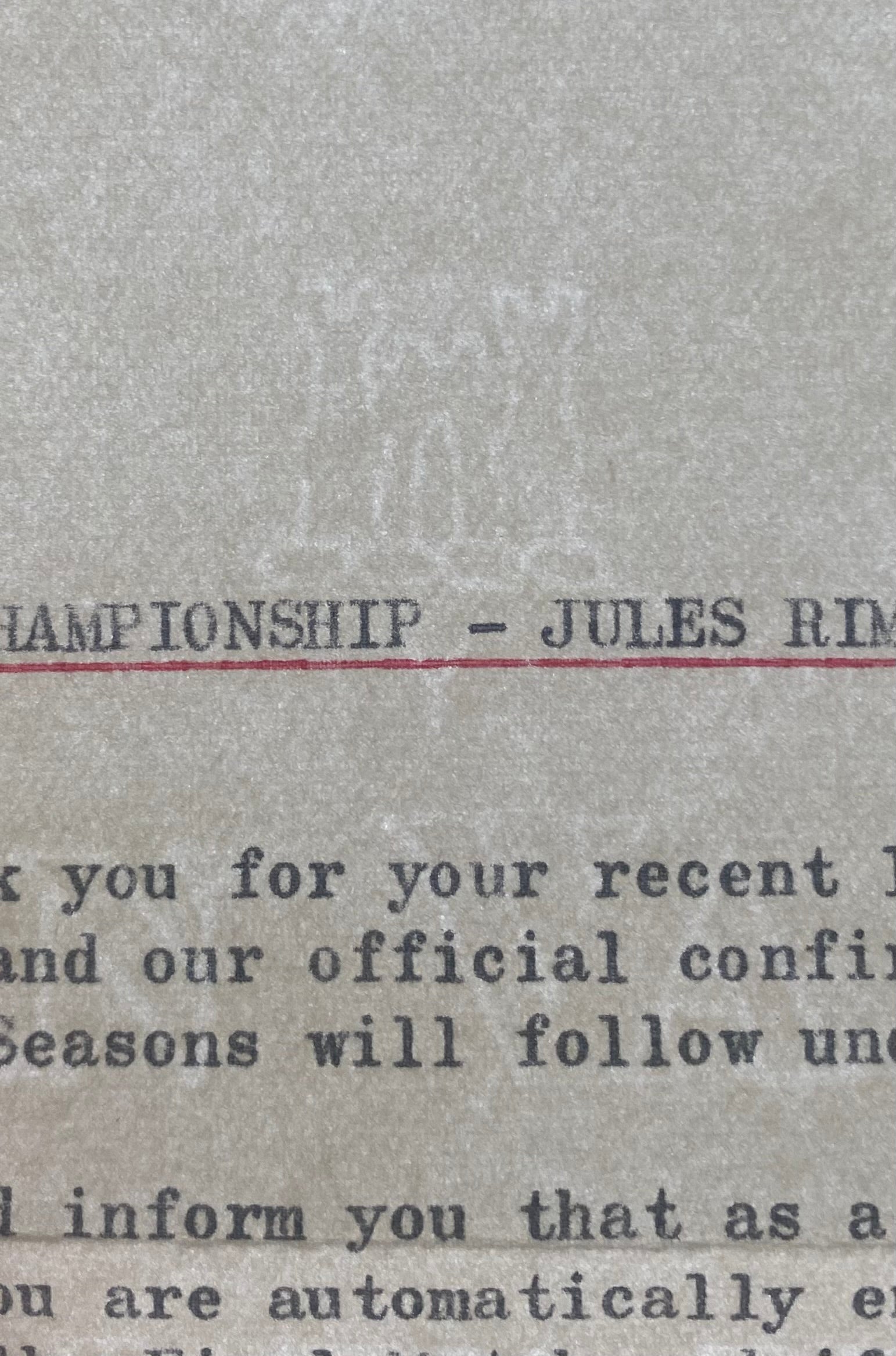 1966 WORLD CUP ORIGINAL OFFICIAL LETTER (WEMBLEY TICKET SALES) APR 1966