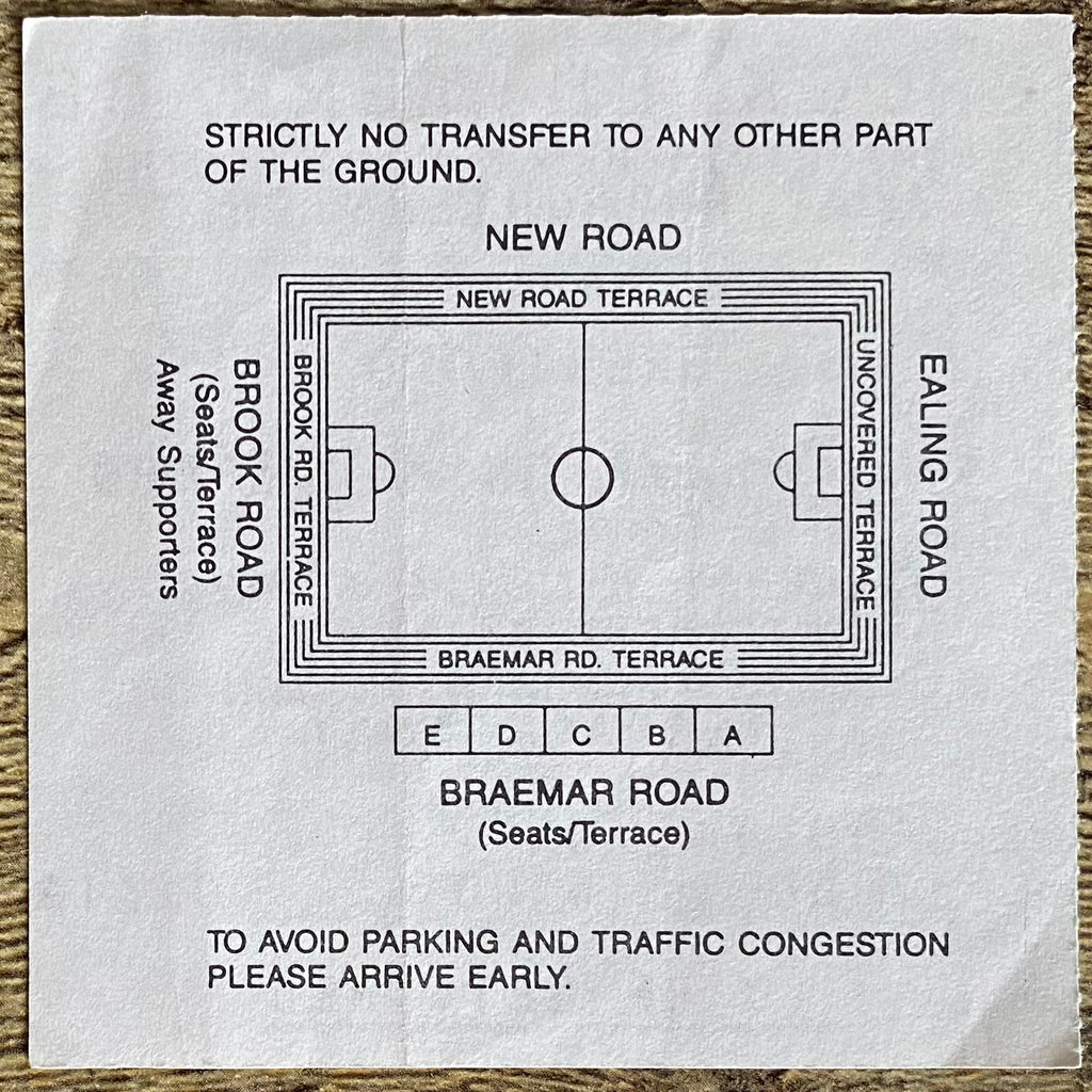 1992/93 ORIGINAL DIVISION 1 TICKET BRENTFORD V WOLVERERHAMPTON WANDERERS