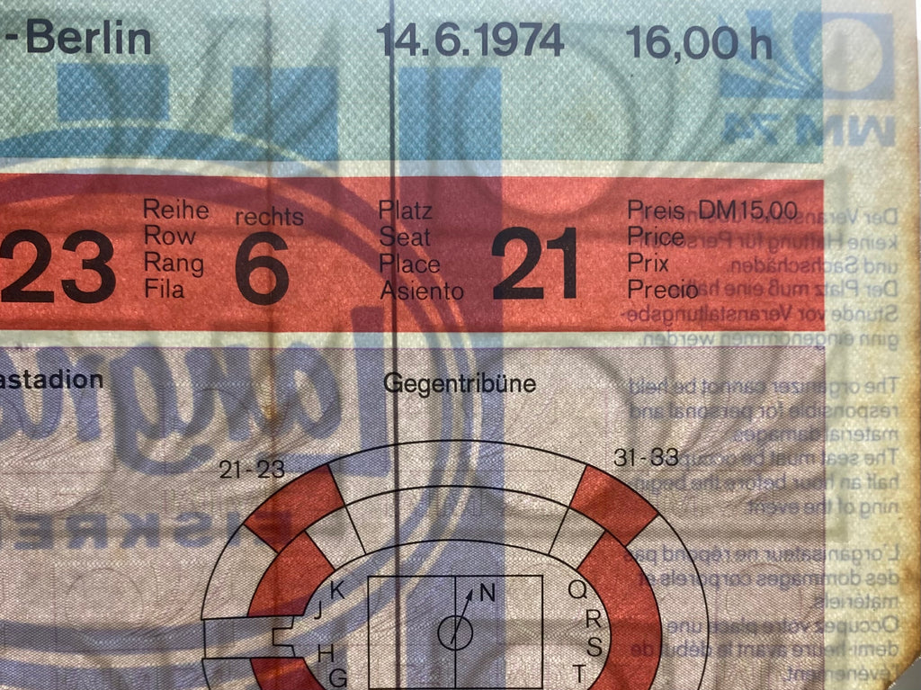 1974 ORIGINAL WORLD CUP 1ST ROUND TICKET WEST GERMANY V CHILE @ WEST BERLIN