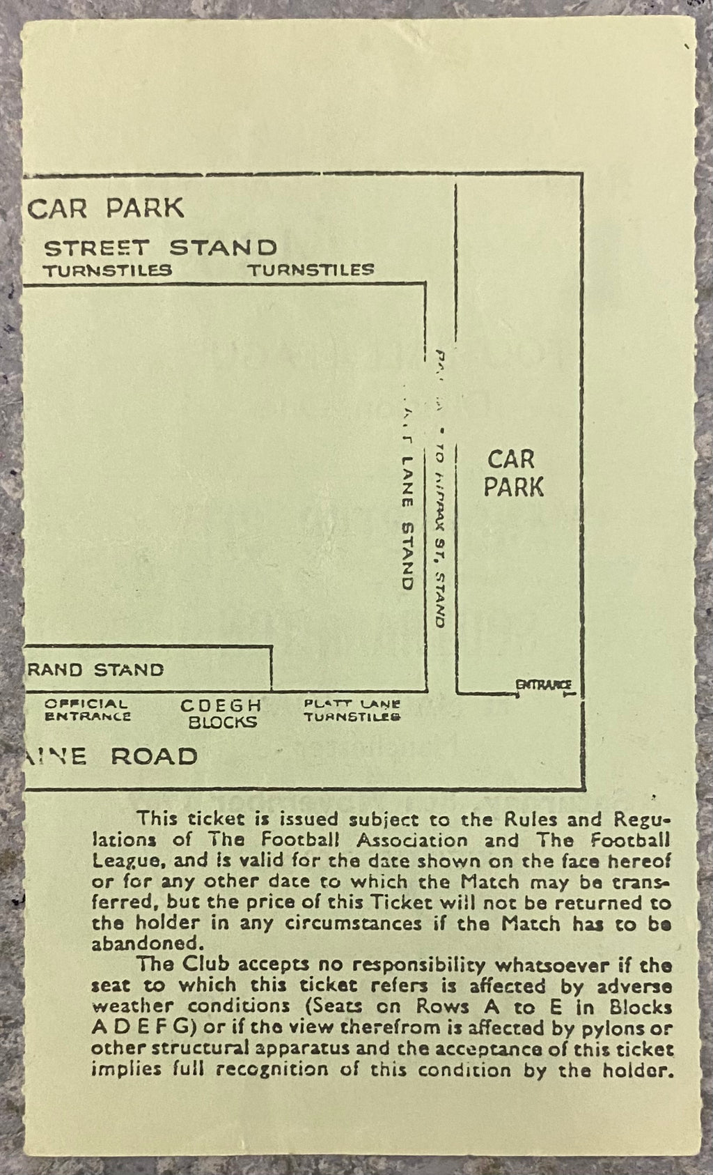 1969/70 ORIGINAL DIVISION 1 TICKET MANCHESTER CITY V SOUTHAMPTON