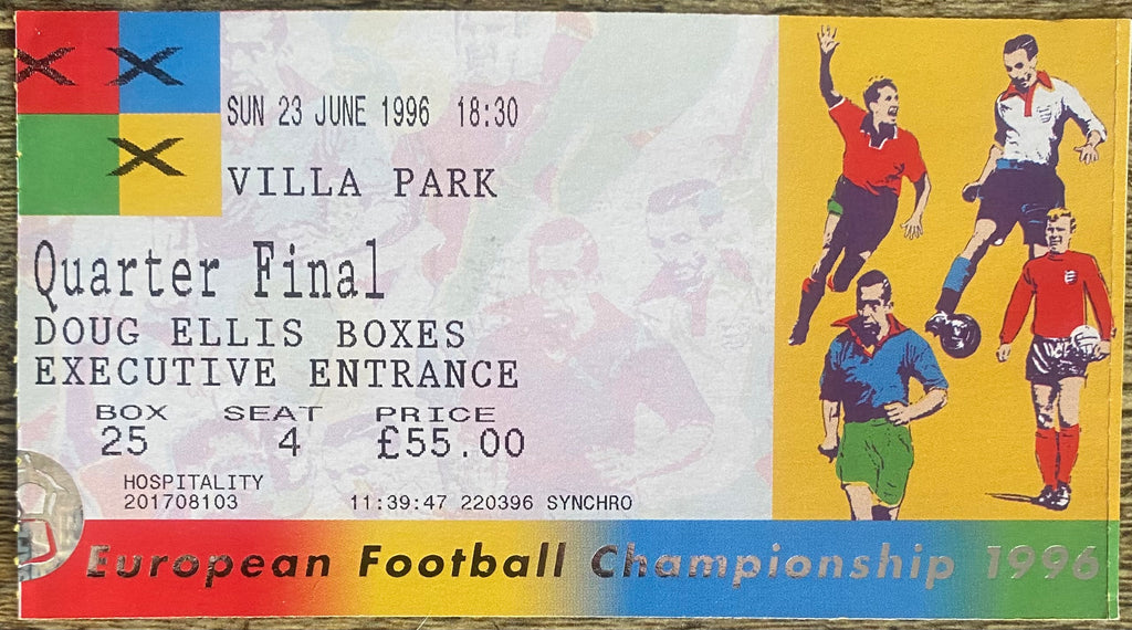 1996 ORIGINAL EUROPEAN CHAMPIONSHIPS EURO 96 QUARTER FINAL TICKET CZECH REPUBLIC V PORTUGAL @ VILLA PARK