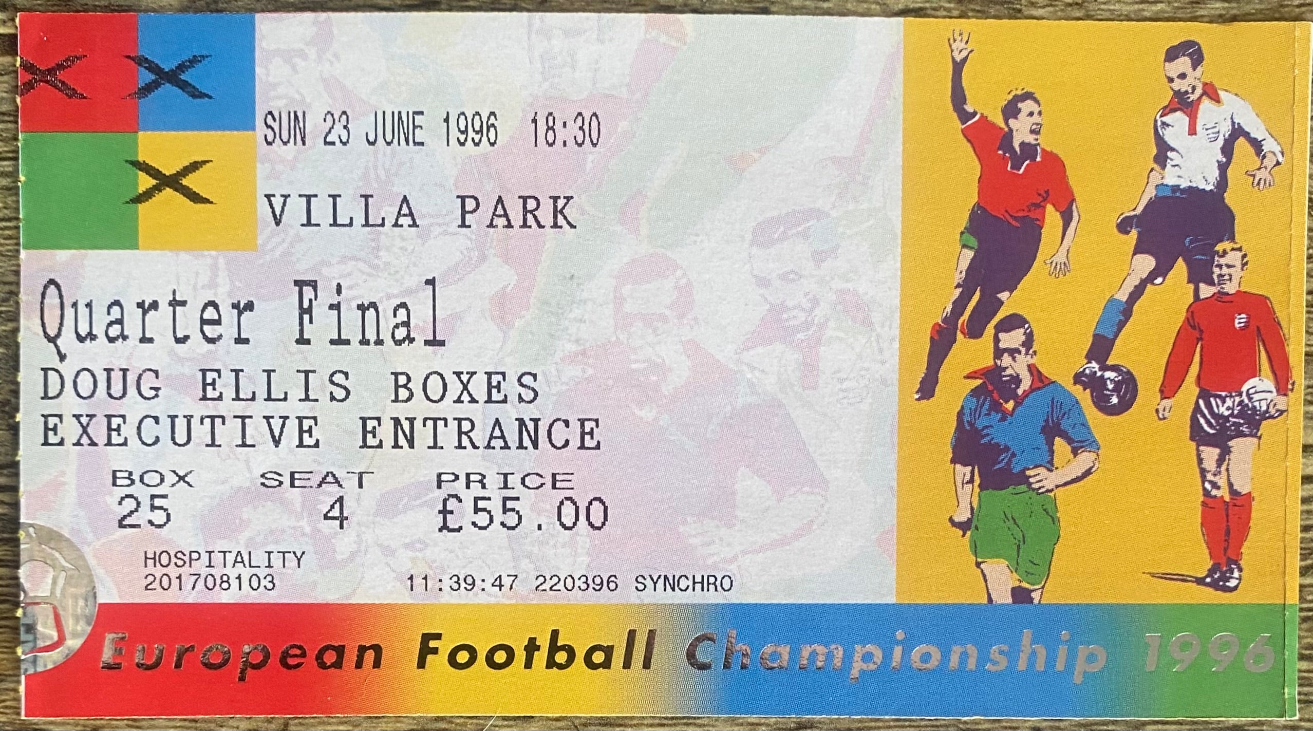 1996 ORIGINAL EUROPEAN CHAMPIONSHIPS EURO 96 QUARTER FINAL TICKET CZECH REPUBLIC V PORTUGAL @ VILLA PARK