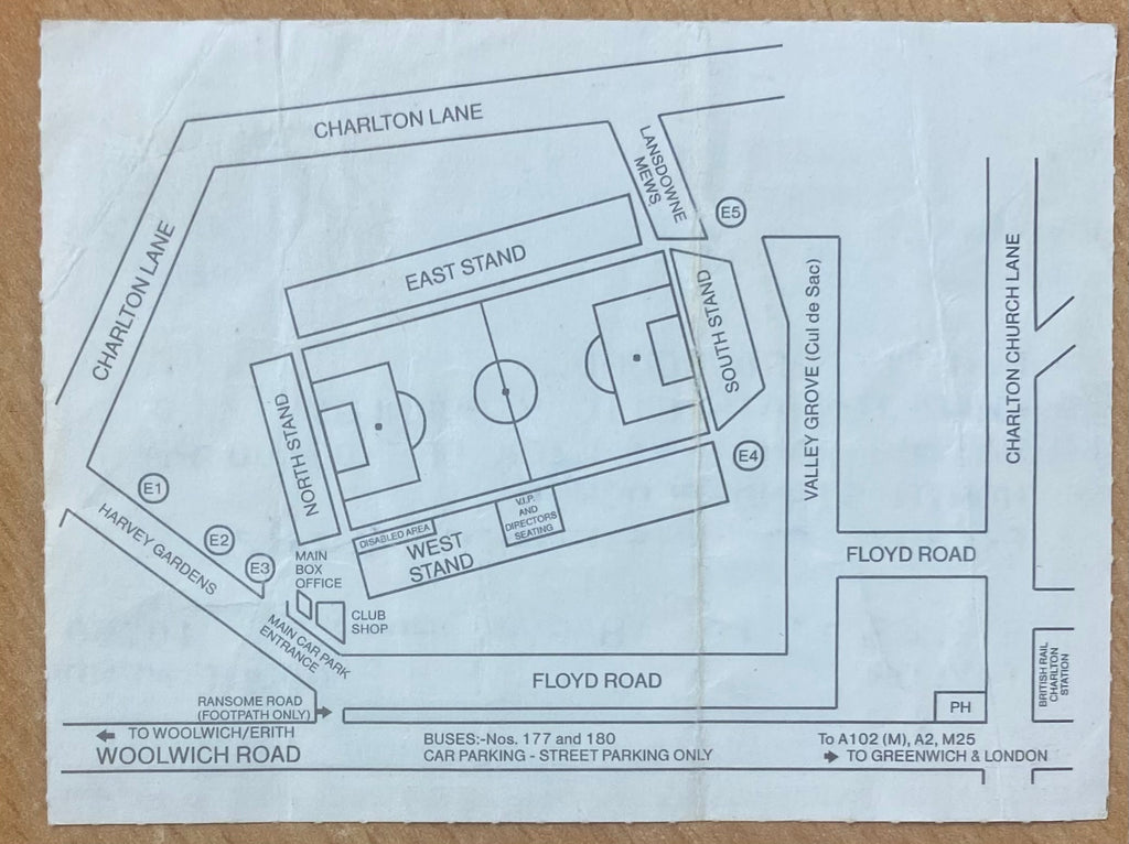 1993/94 ORIGINAL FA CUP 3RD ROUND TICKET CHARLTON ATHLETIC V BURNLEY