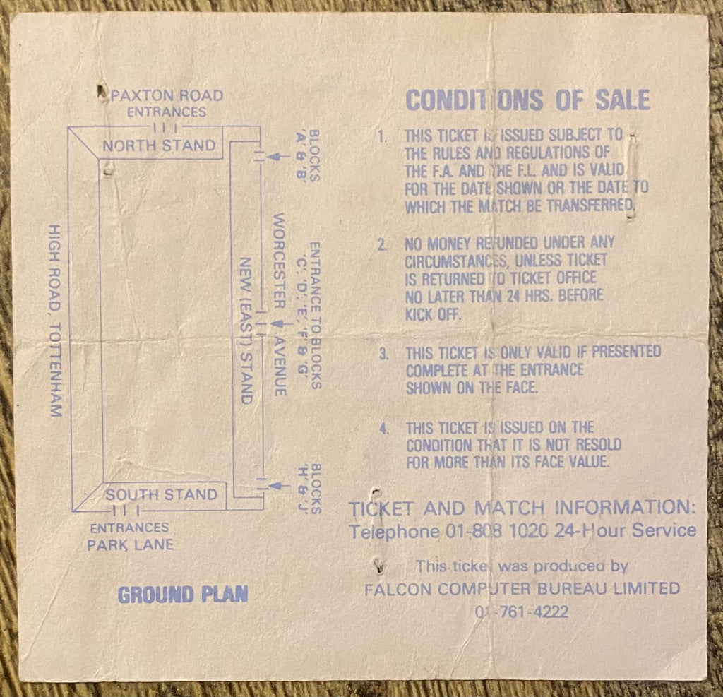 1980/81 ORIGINAL FA CUP 6TH ROUND TICKET TOTTENHAM HOTSPUR V EXETER CITY