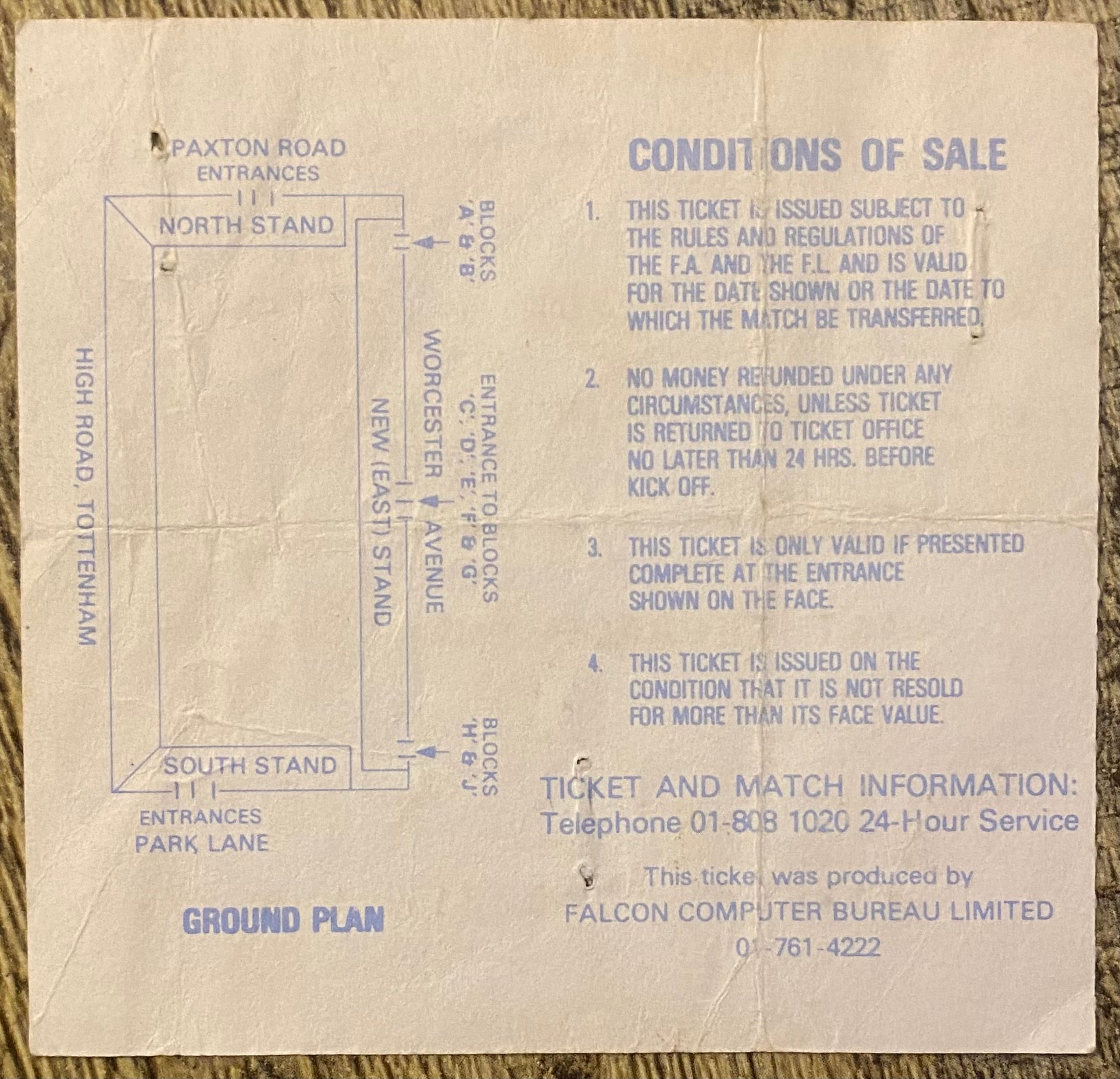 1980/81 ORIGINAL FA CUP 6TH ROUND TICKET TOTTENHAM HOTSPUR V EXETER CITY