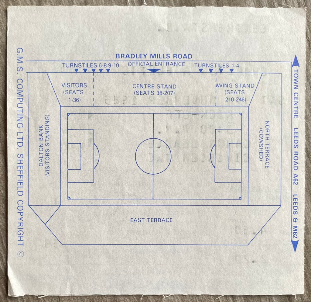 1985/86 ORIGINAL DIVISION TWO TICKET HUDDERSFIELD TOWN V CHARLTON ATHLETIC