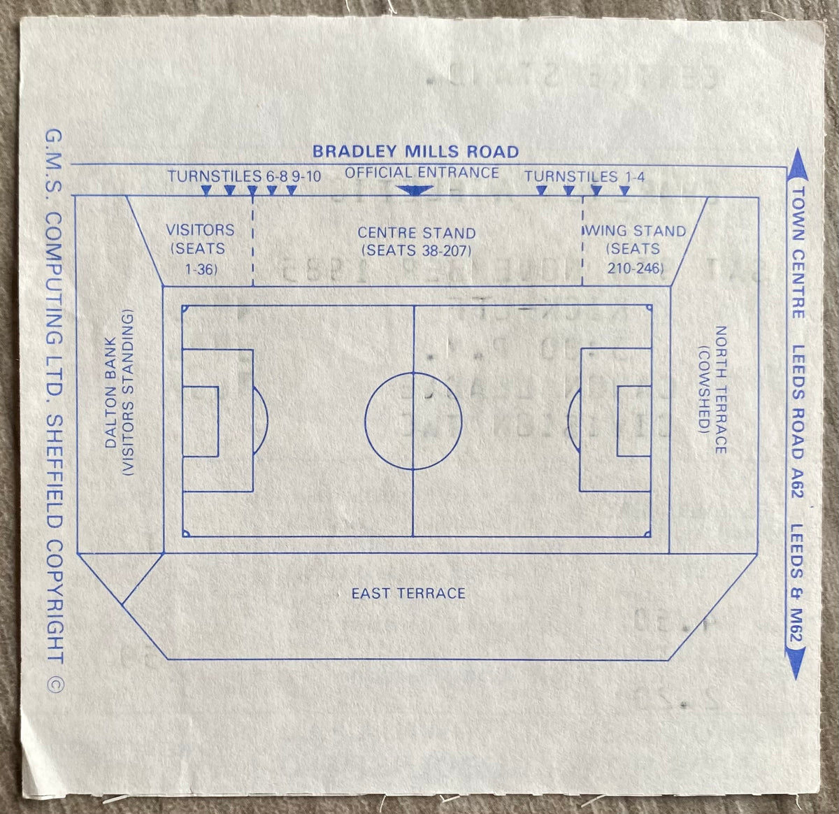 1985/86 ORIGINAL DIVISION TWO TICKET HUDDERSFIELD TOWN V CHARLTON ATHLETIC