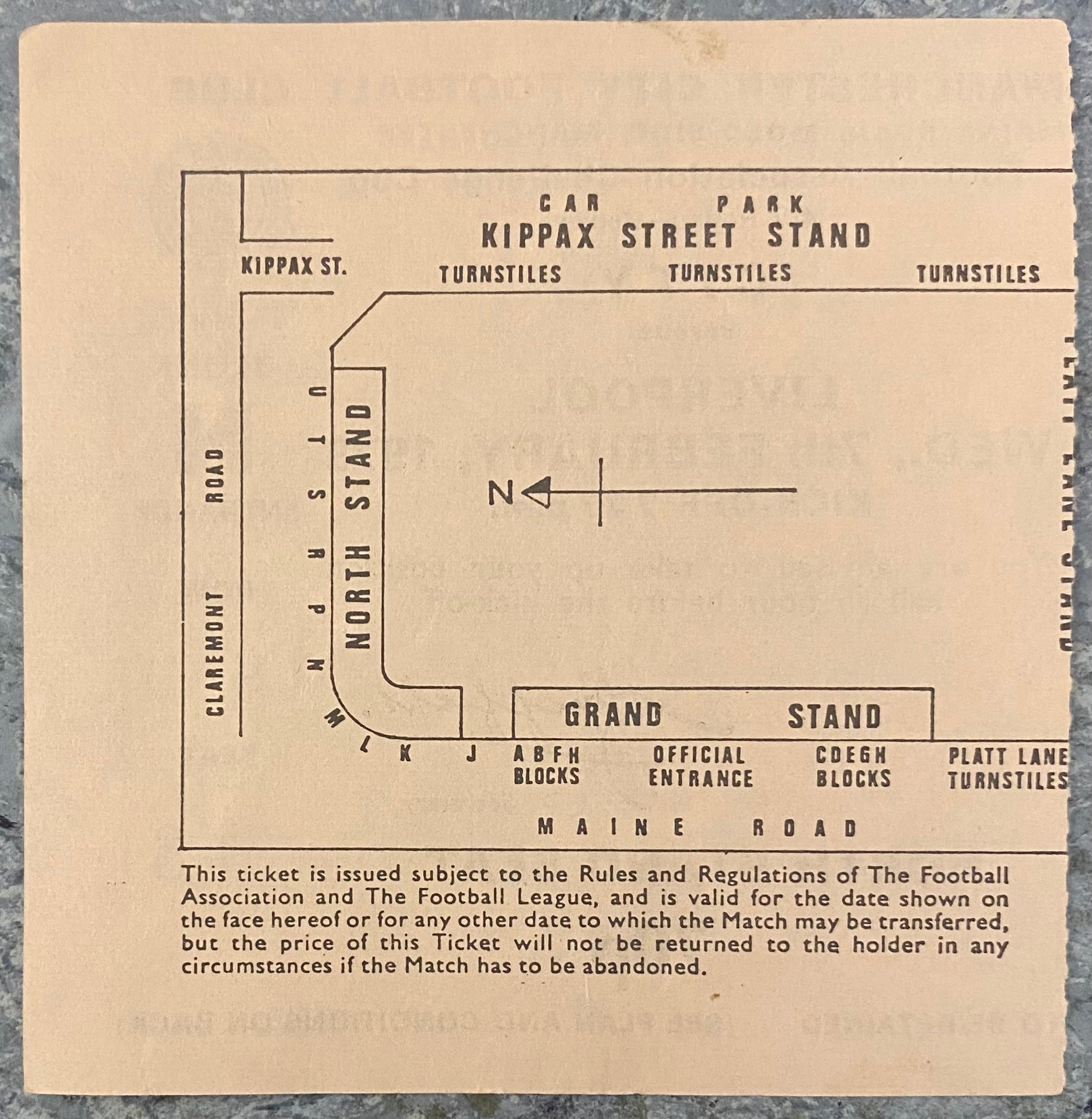 1972/73 ORIGINAL DIVISION 1 TICKET MANCHESTER CITY V LIVERPOOL