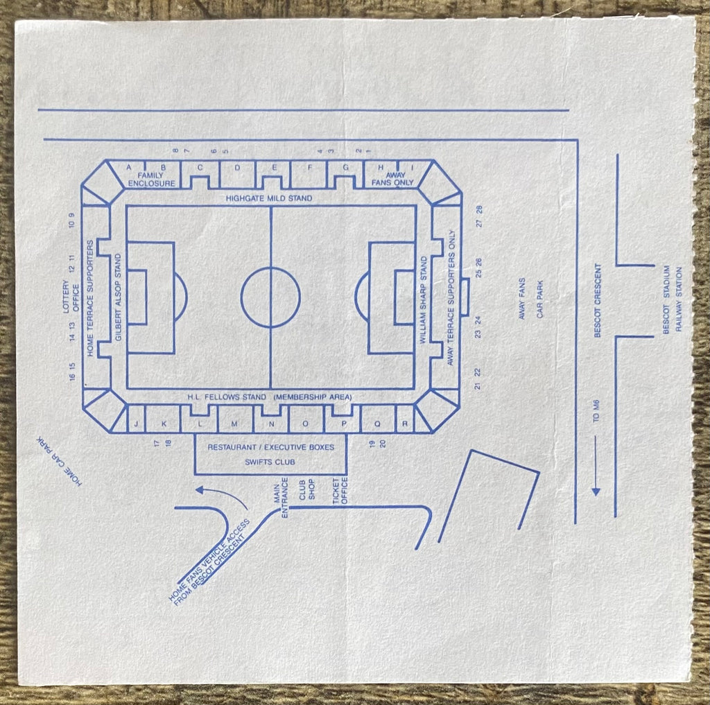 1991/92  ORIGINAL RUMBELOWS CUP 1ST ROUND 1ST LEG TICKET WALSALL V SWANSEA CITY