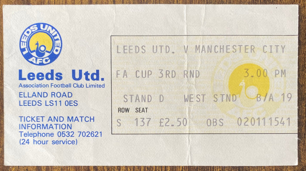 1977/78 ORIGINAL FA CUP 3RD ROUND TICKET LEEDS UNITED V MANCHESTER CITY