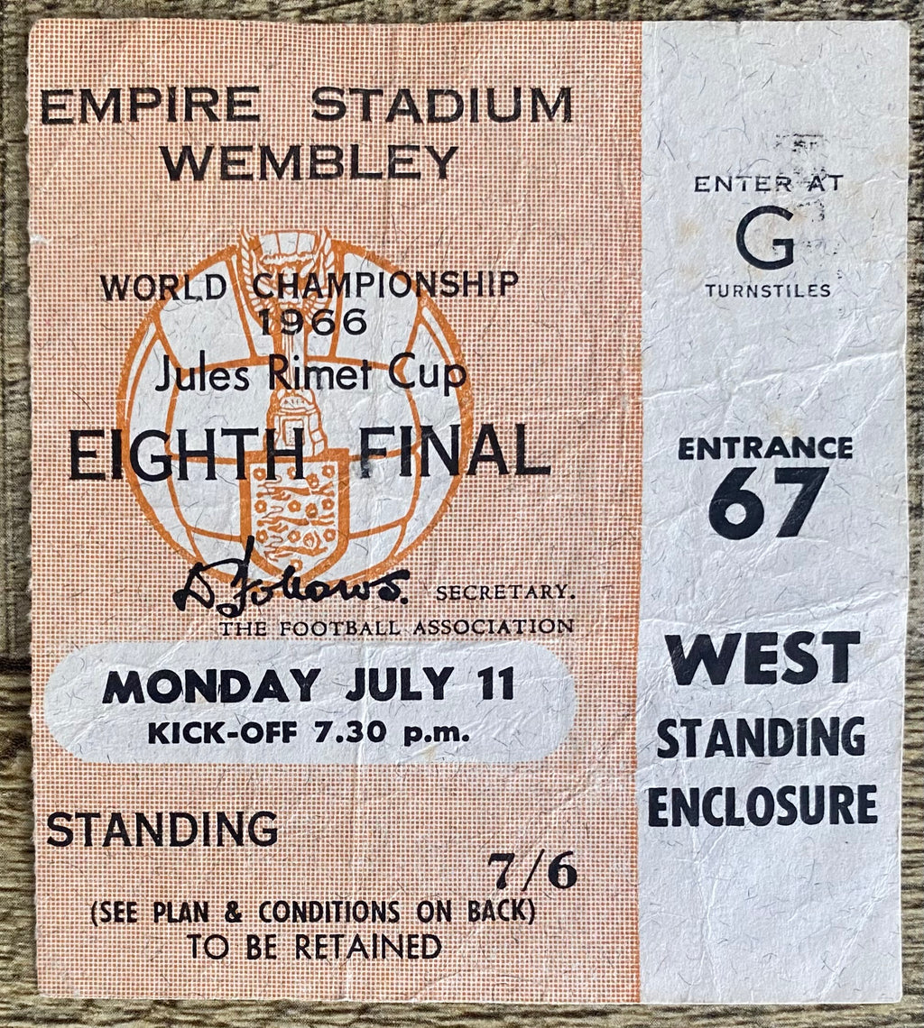 1966 ORIGINAL WORLD CUP 1ST ROUND TICKET ENGLAND V URUGUAY @ WEMBLEY