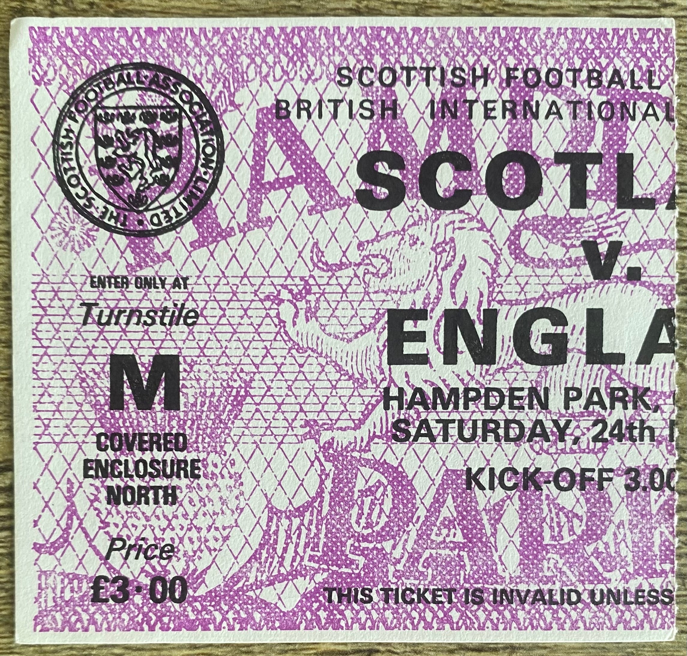 1980 ORIGINAL BRITISH HOME INTERNATIONAL CHAMPIONSHIPS TICKET SCOTLAND V ENGLAND