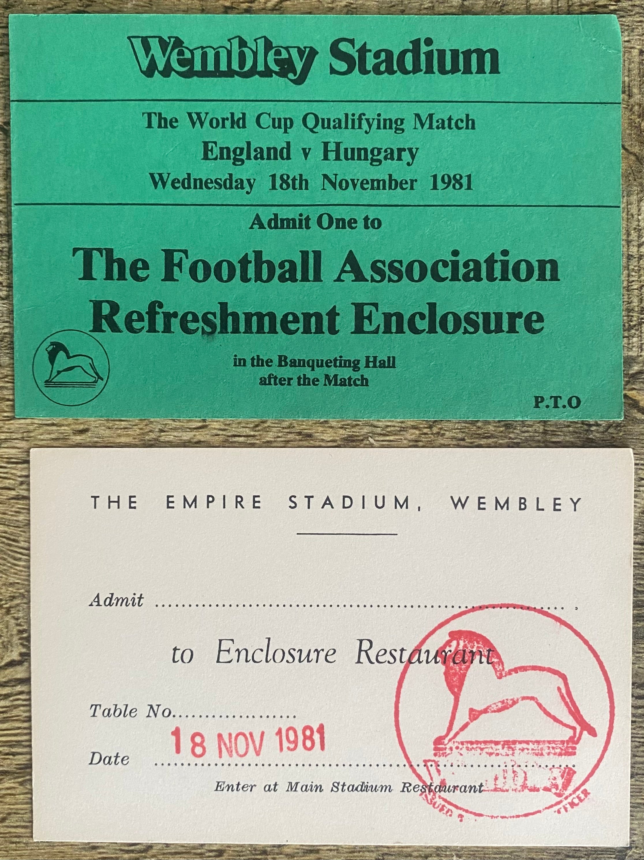 1981 ORIGINAL WORLD CUP QUALIFYING TICKETS ENGLAND V NORWAY