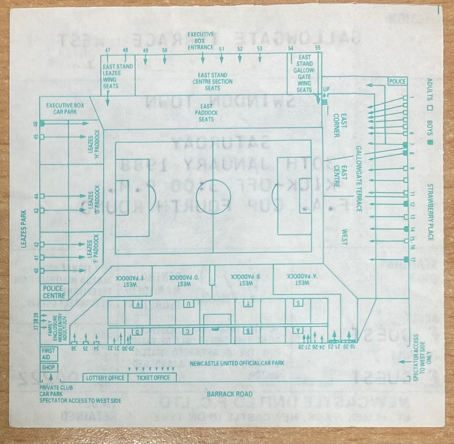 1987/88 ORIGINAL FA CUP 4TH ROUND TICKET NEWCASTLE UNITED V SWINDON TOWN