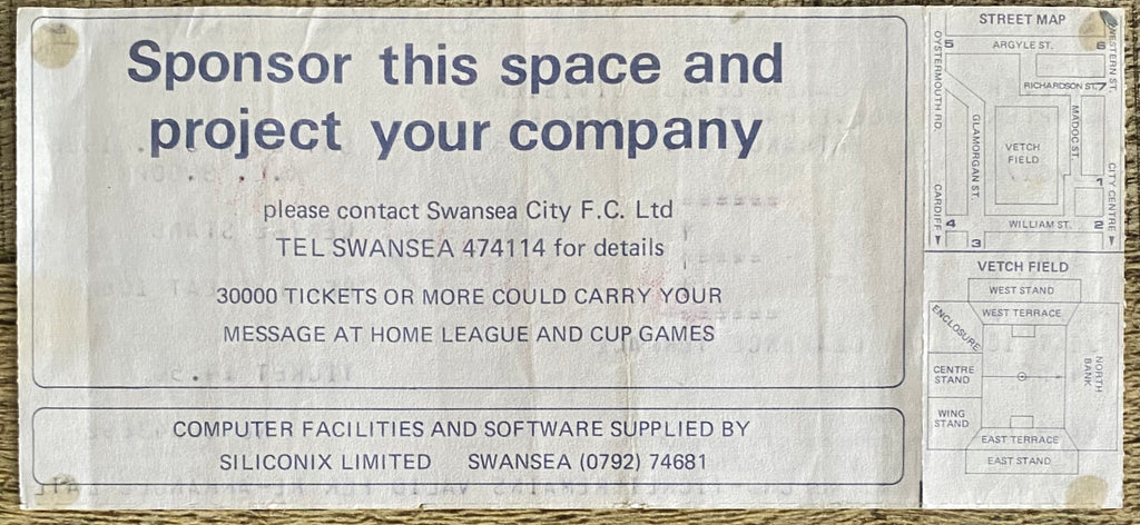 1985/86 ORIGINAL DIVISION 3 UNUSED TICKET SWANSEA CITY V WOLVERHAMPTON WANDERERS